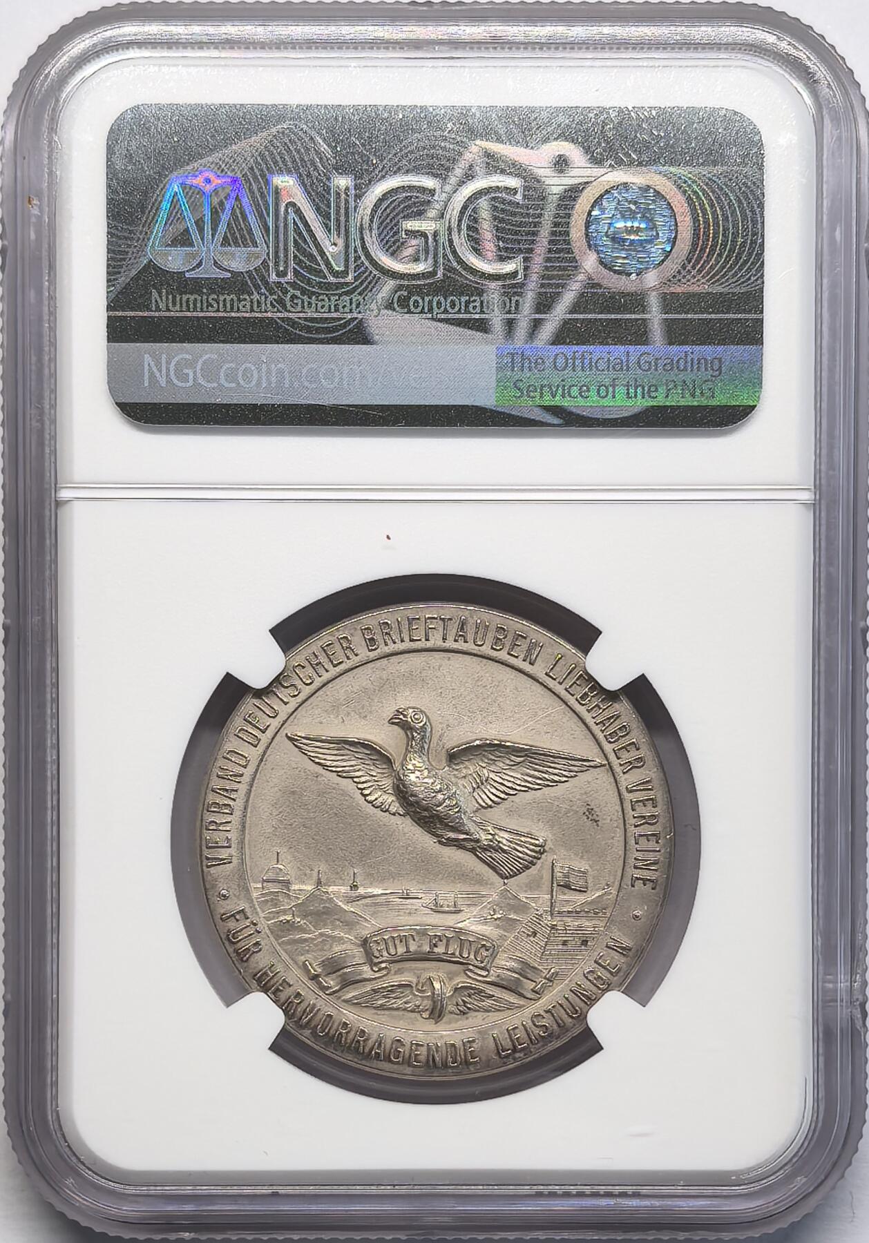 凡希社世界钱币微拍第二百八十一期 1918德国信鸽协会纪念银章NGC-UNCD