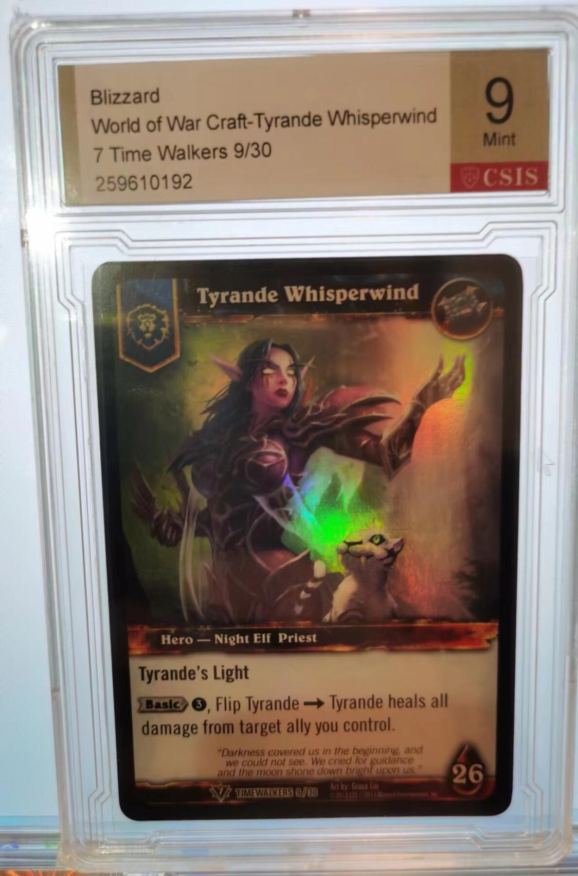魔兽世界WOWTCG对战收藏卡 9分英雄美版闪卡：泰兰德·语风