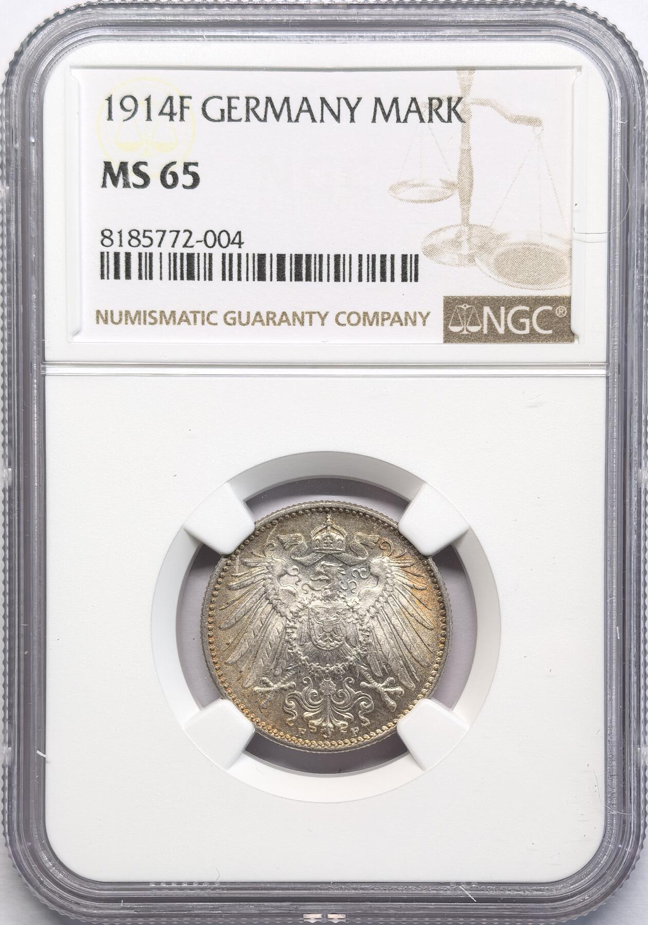 凡希社世界钱币微拍第二百八十一期 1914F德国银马克NGC-MS65