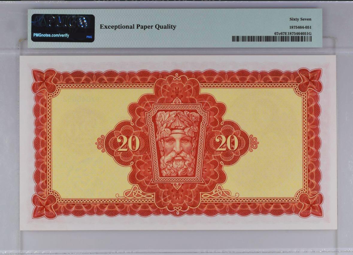 【Blue Auction】✨世界纸币精拍第529期【精】 【冠军分】爱尔兰 1976年20镑 拉弗雷夫人 PMG67EPQ 高分少见 大票副精美