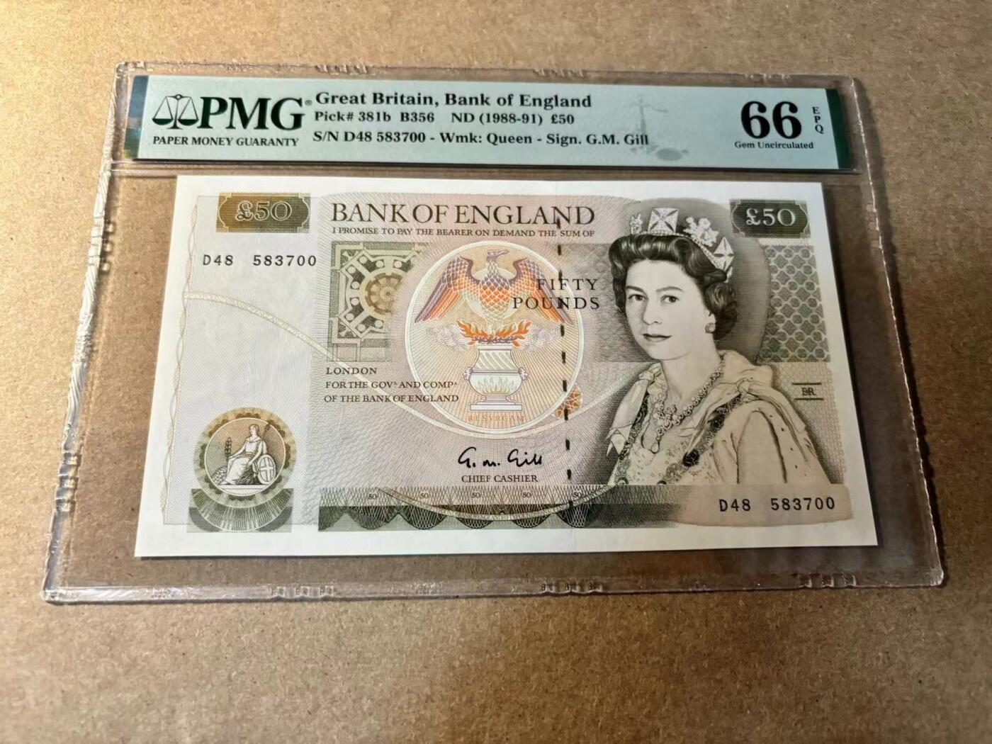 【Blue Auction】✨世界纸币精拍第529期【精】 【b版】英国 D序列 1988-91年50镑 PMG66EPQ  