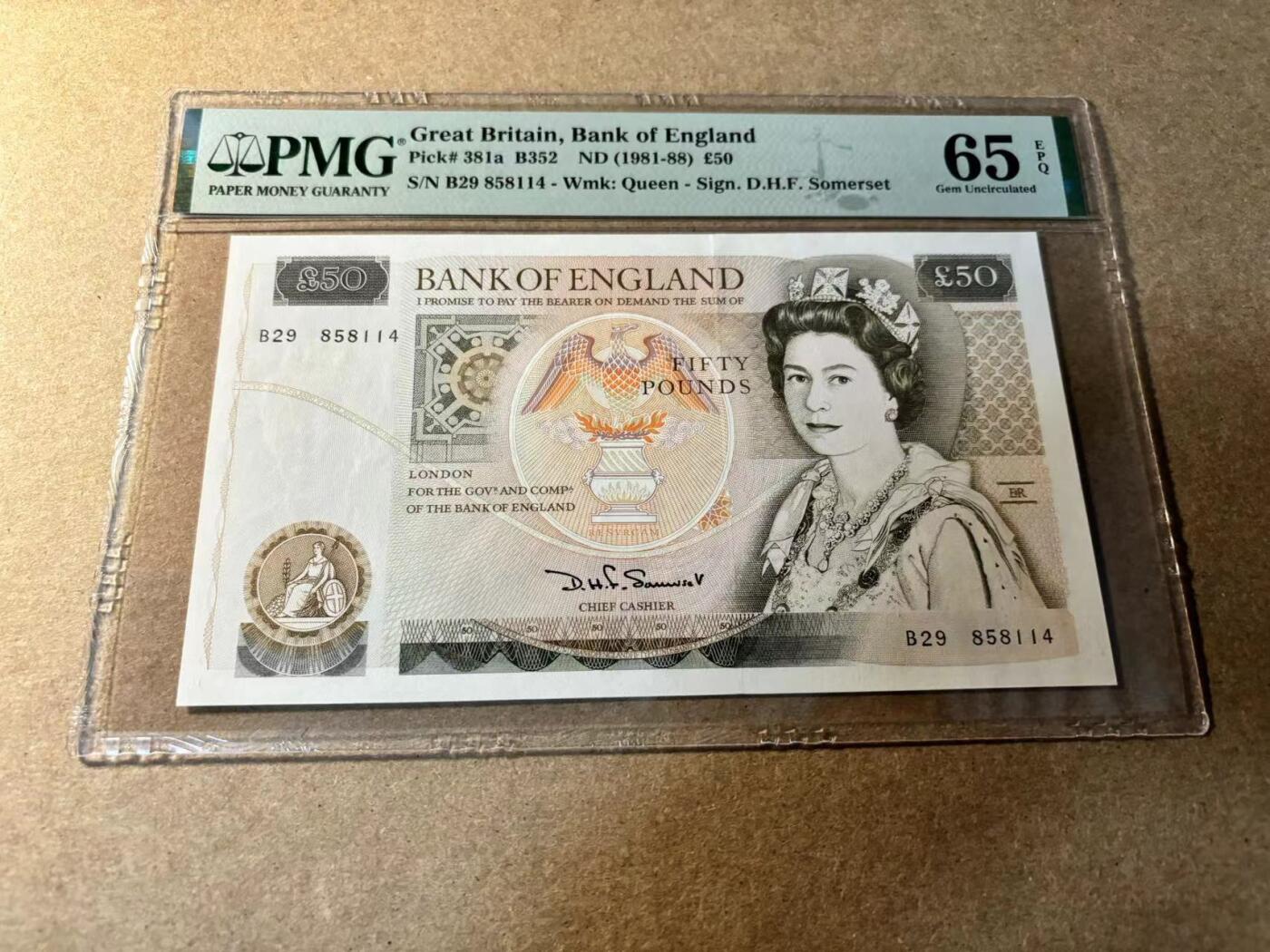 【Blue Auction】✨世界纸币精拍第529期【精】 【a版】英国 D序列 1981-88年50镑 PMG65EPQ  