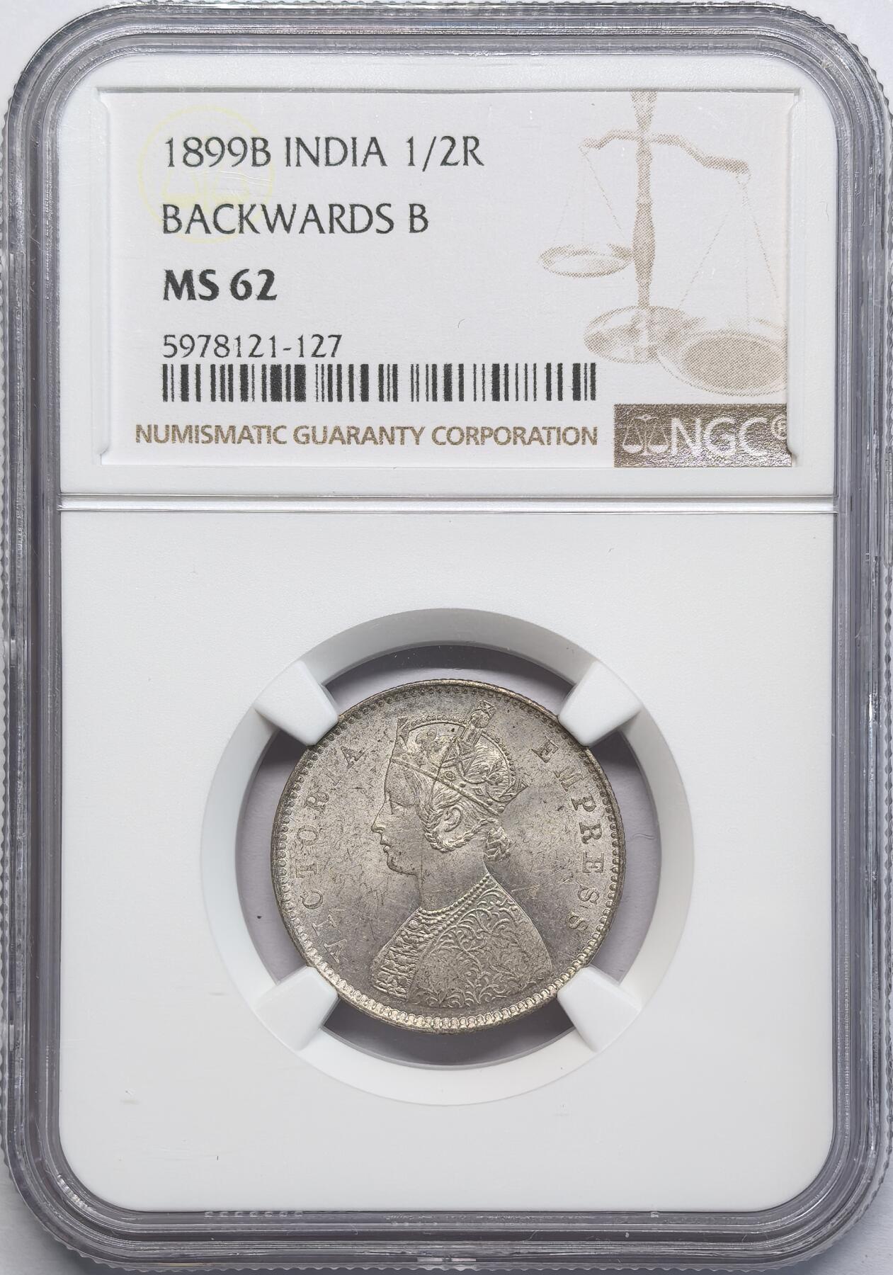凡希社世界钱币微拍第二百八十一期 1899B英属印度小维1/2卢比NGC-MS62②