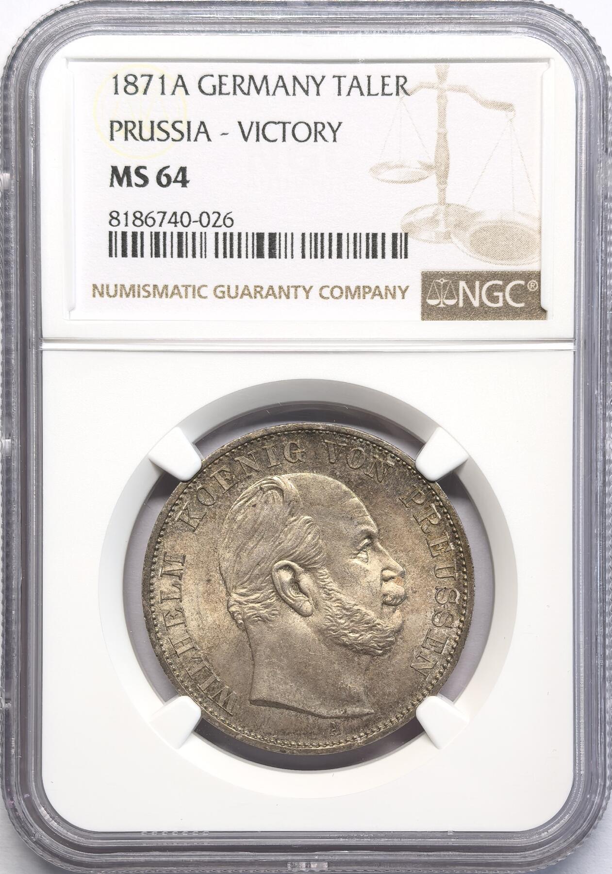 凡希社世界钱币微拍第二百八十一期 1871A德国普鲁士胜利泰勒NGC-MS64