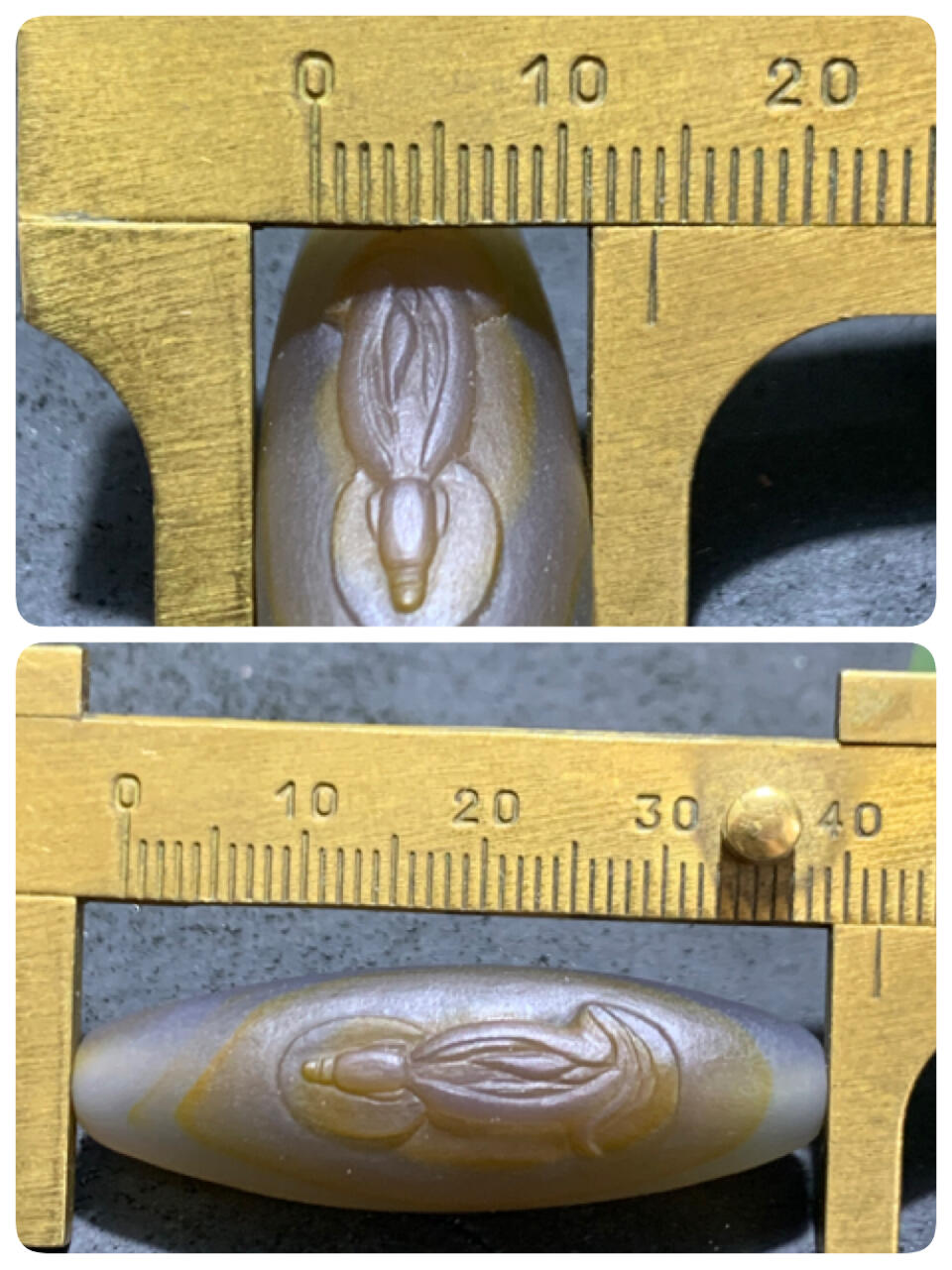 精美亚光高玉化巴西玛瑙手工俏色巧雕无相佛，悟字桶珠一个！