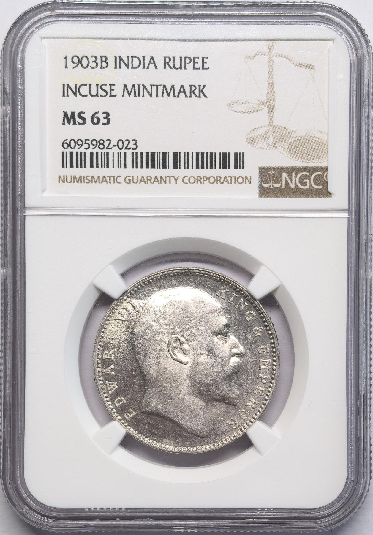 凡希社世界钱币微拍第二百八十一期 1903B英属印度爱七卢比NGC-MS63