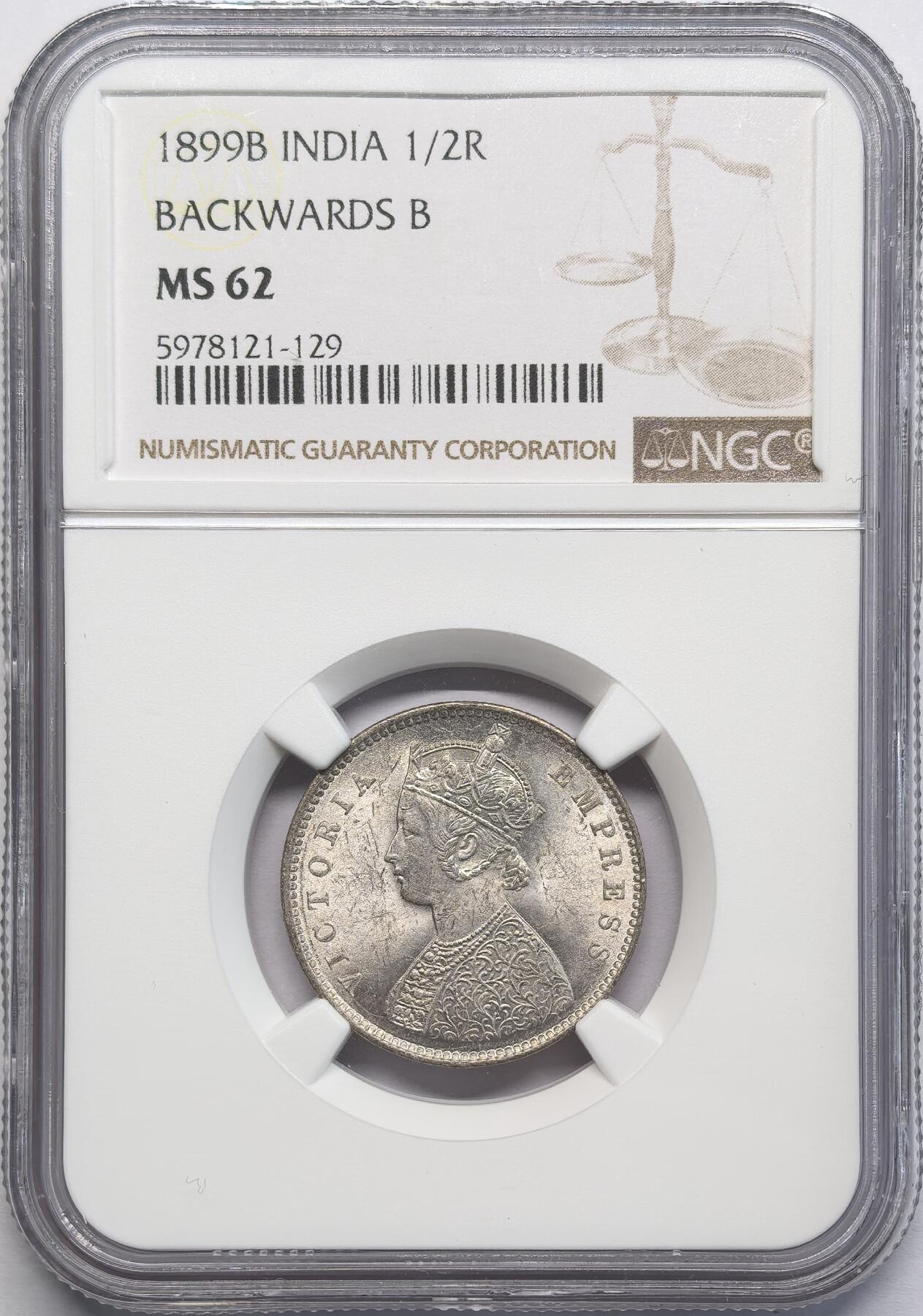 凡希社世界钱币微拍第二百八十一期 1899B英属印度小维1/2卢比NGC-MS62①