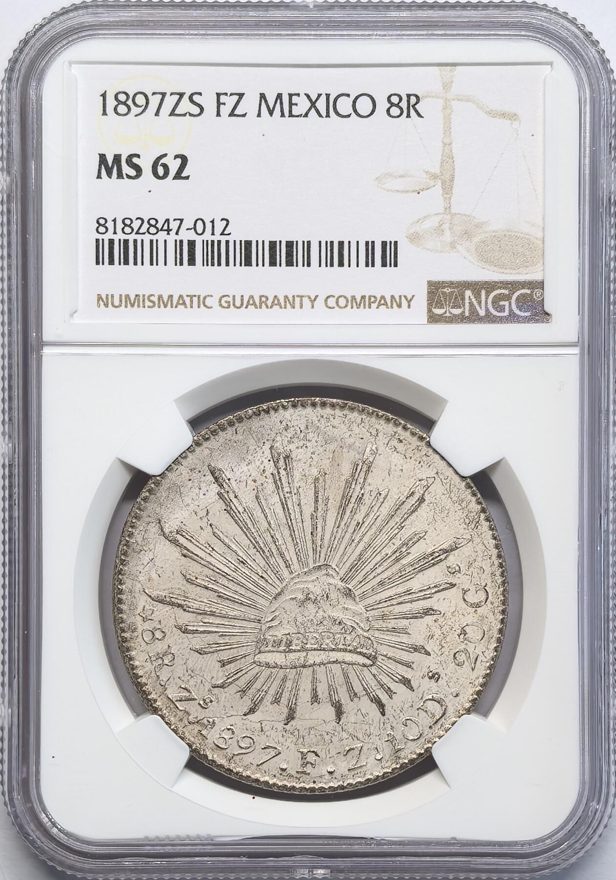 凡希社世界钱币微拍第二百八十一期 1897ZS墨西哥花边鹰洋NGC-MS62