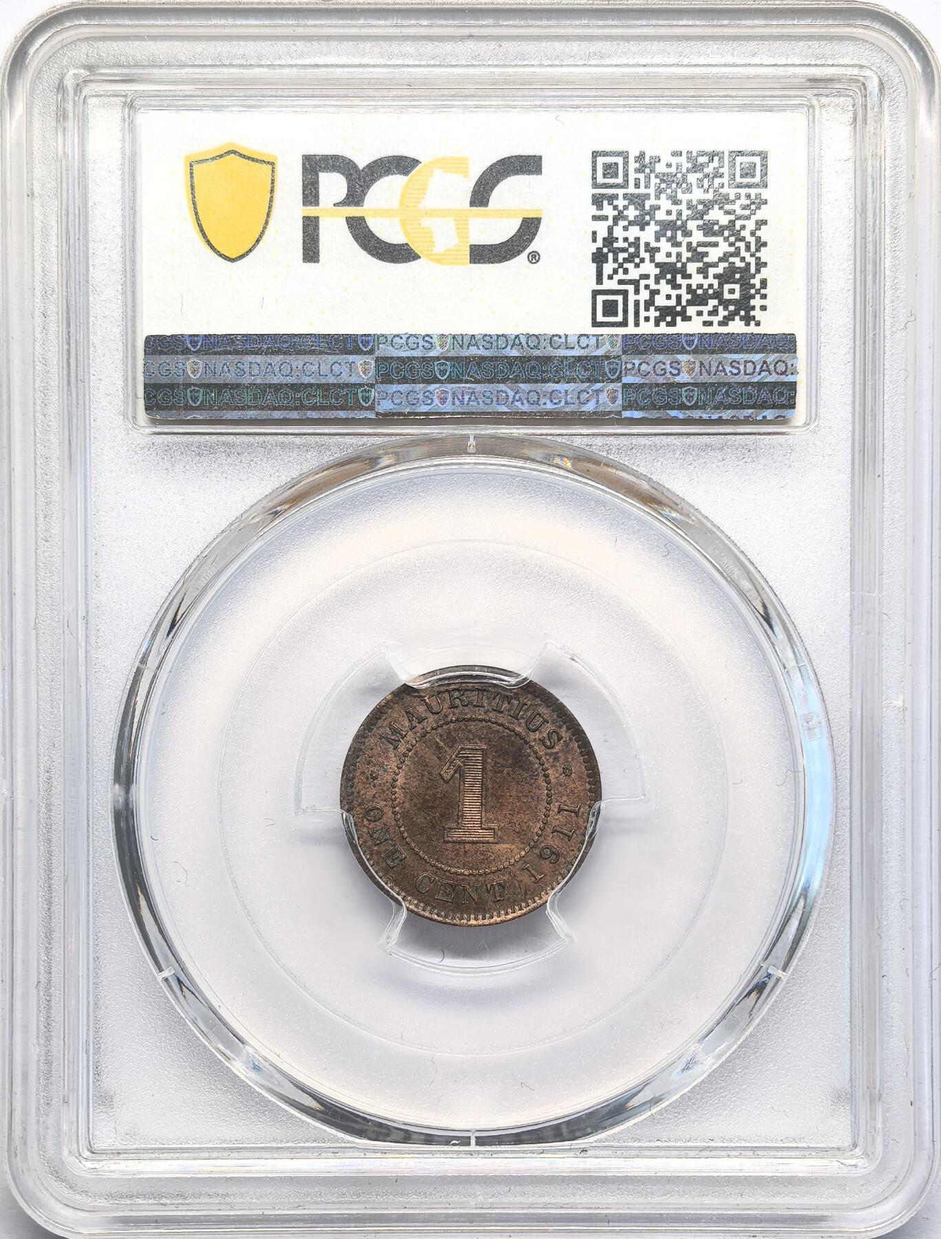 凡希社世界钱币微拍第二百八十一期 1911毛里求斯乔五1分铜币PCGS-MS62