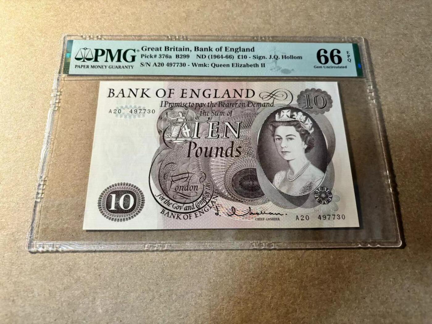 【Blue Auction】✨世界纸币精拍第529期【精】 英国 C序列 1964-66年10镑 PMG66EPQ  