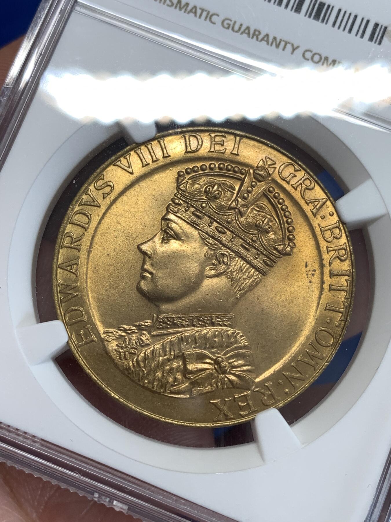 《竞宝斋》第298场- 周日，周一  2场连拍 （全场包邮） NGC MS65 英国爱德华八世登基纪念铜章 亚军分 仅此一枚
