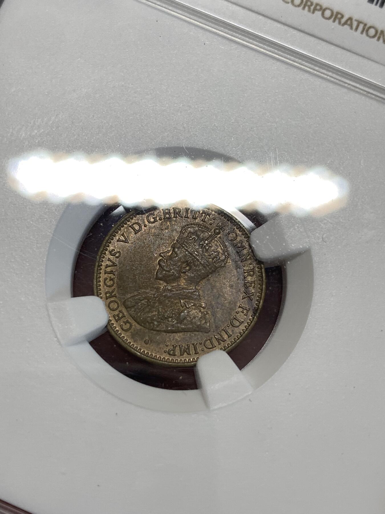 《竞宝斋》第298场- 周日，周一  2场连拍 （全场包邮） NGC UNC 英属西非1936年3便士少见品种