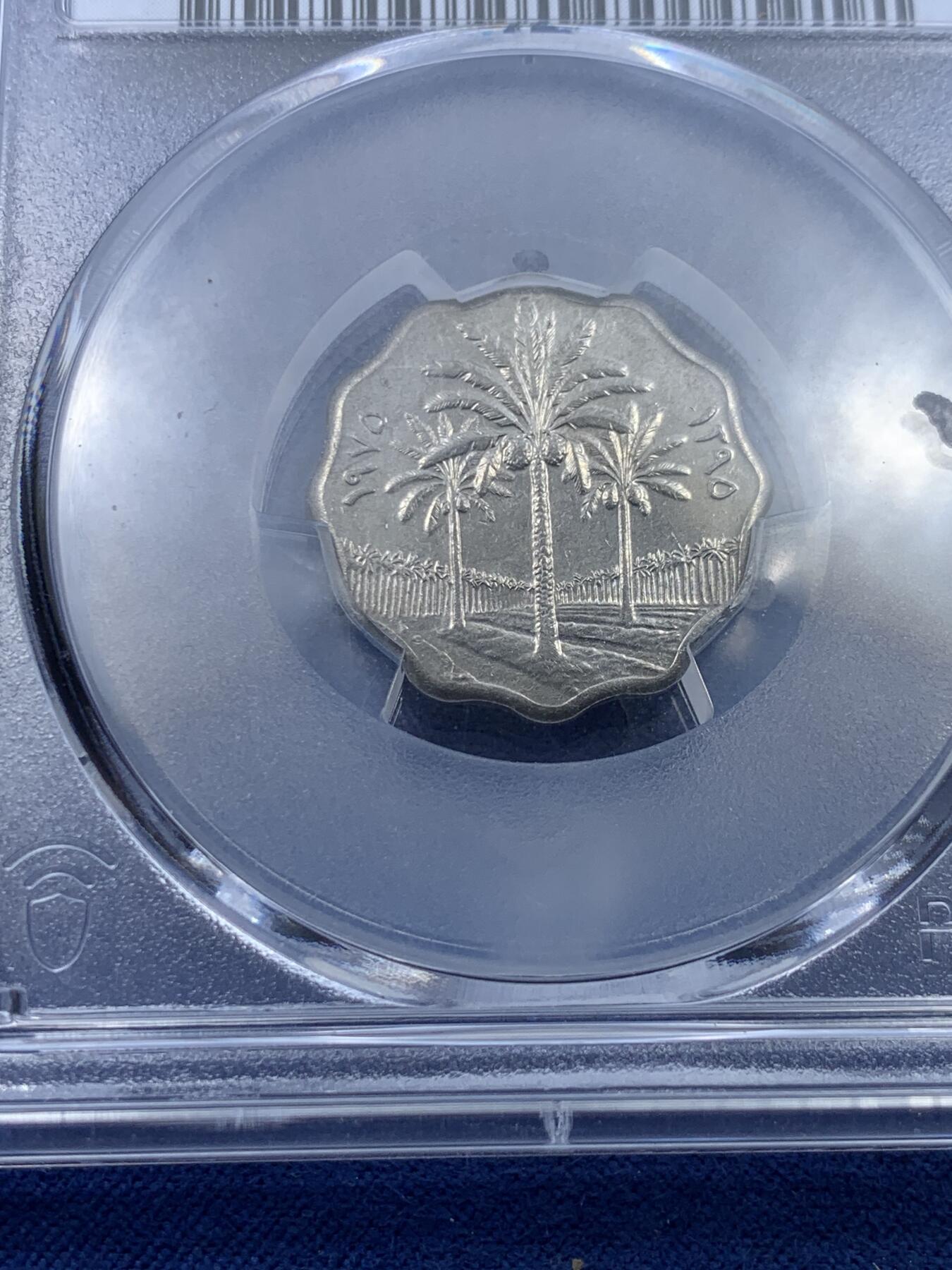 《竞宝斋》第298场- 周日，周一  2场连拍 （全场包邮） PCGS MS64 伊拉克1975年5菲尔FAO纪念镍币