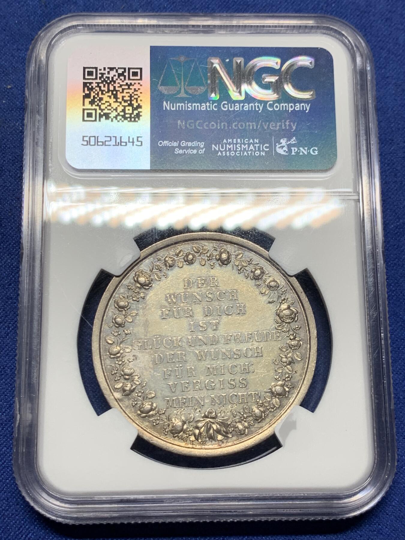 《竞宝斋》第298场- 周日，周一  2场连拍 （全场包邮） NGC AUD 19世纪德国神话人物故事银章 36.2mm 15.5g