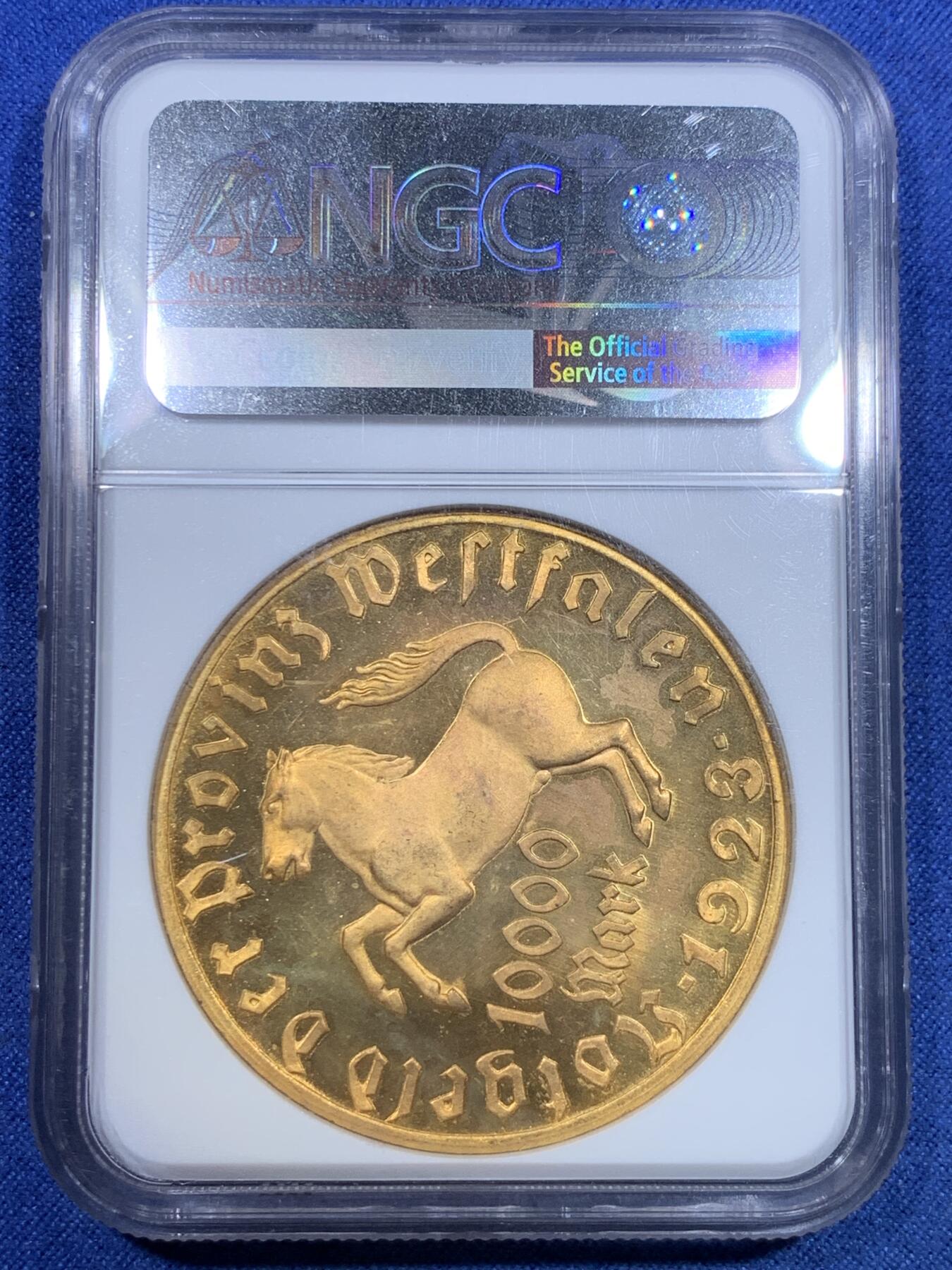 《竞宝斋》第298场- 周日，周一  2场连拍 （全场包邮） NGC MS65 德国 1923年 10000马克紧急状态币 有强烈镜面凝霜感 品相优秀