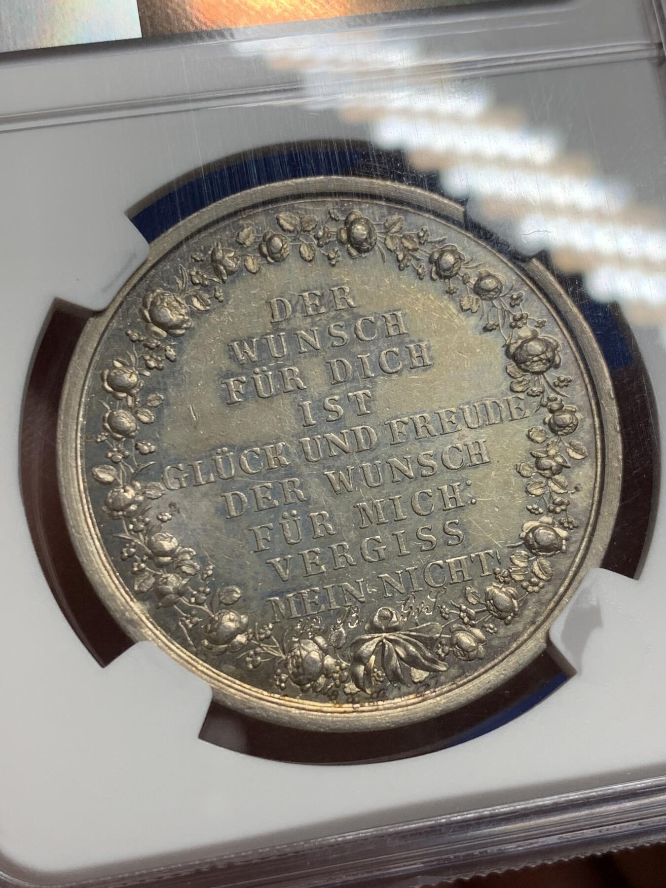 《竞宝斋》第298场- 周日，周一  2场连拍 （全场包邮） NGC AUD 19世纪德国神话人物故事银章 36.2mm 15.5g