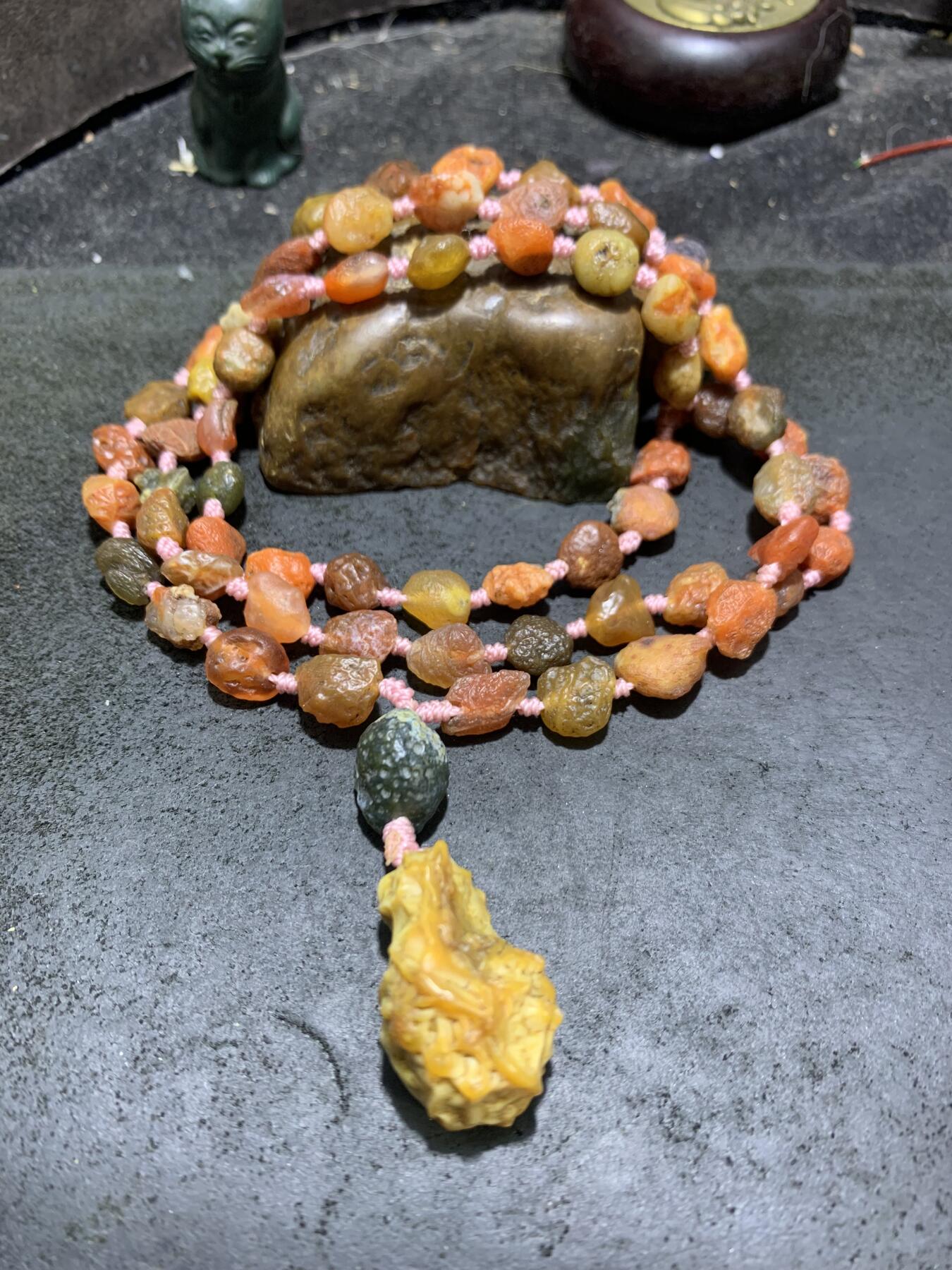精美罕见天然阿拉善红筋脉玛瑙项链一条，
