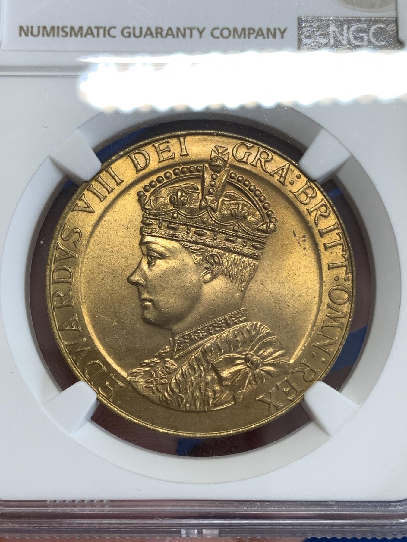 《竞宝斋》第298场- 周日，周一  2场连拍 （全场包邮） NGC MS65 英国爱德华八世登基纪念铜章 亚军分 仅此一枚