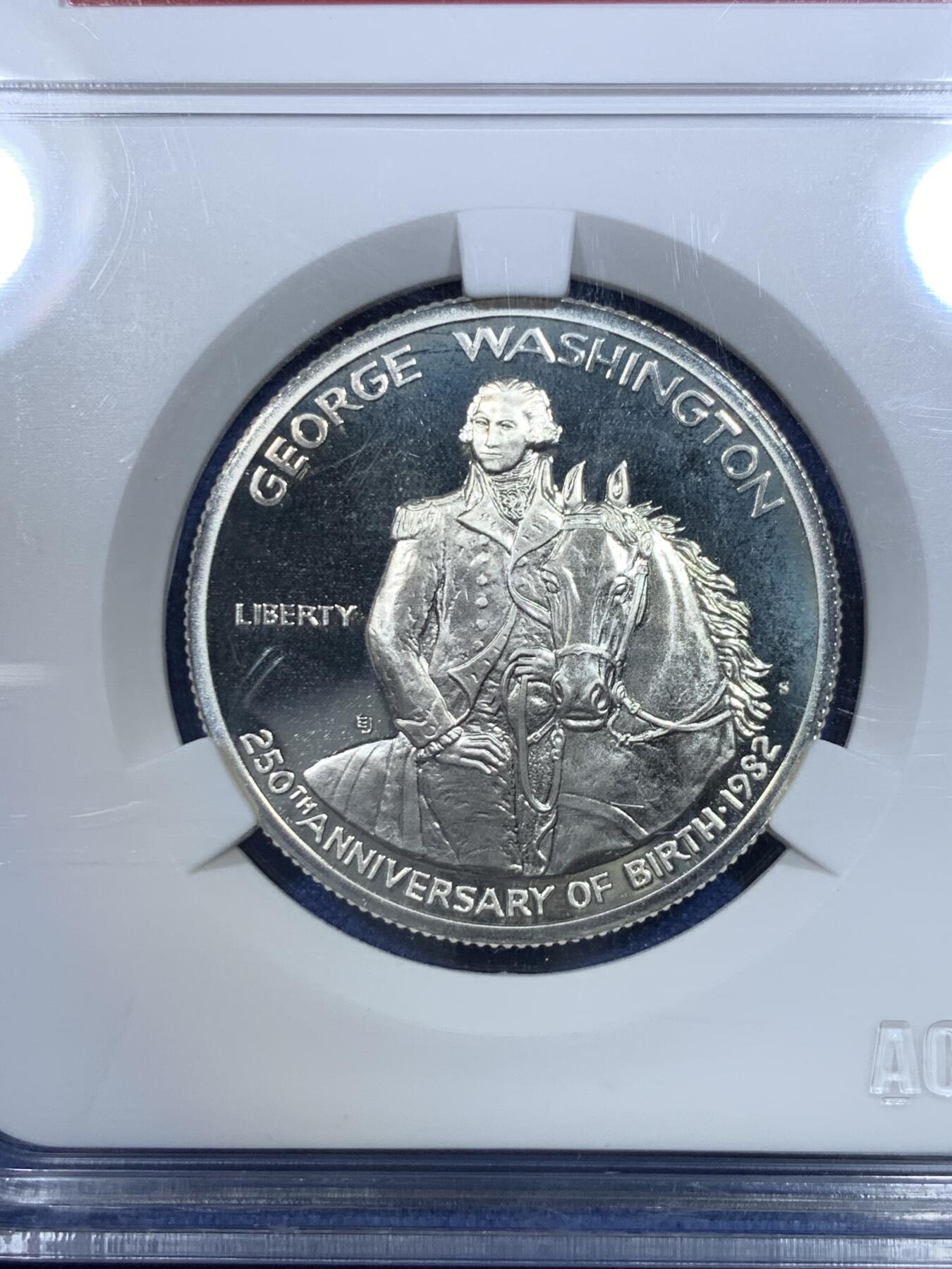 《竞宝斋》第299场- 周日，周一  2场连拍 （全场包邮） ACG PF68 1982年美国华盛顿诞辰250周年精质银币 绝美好品