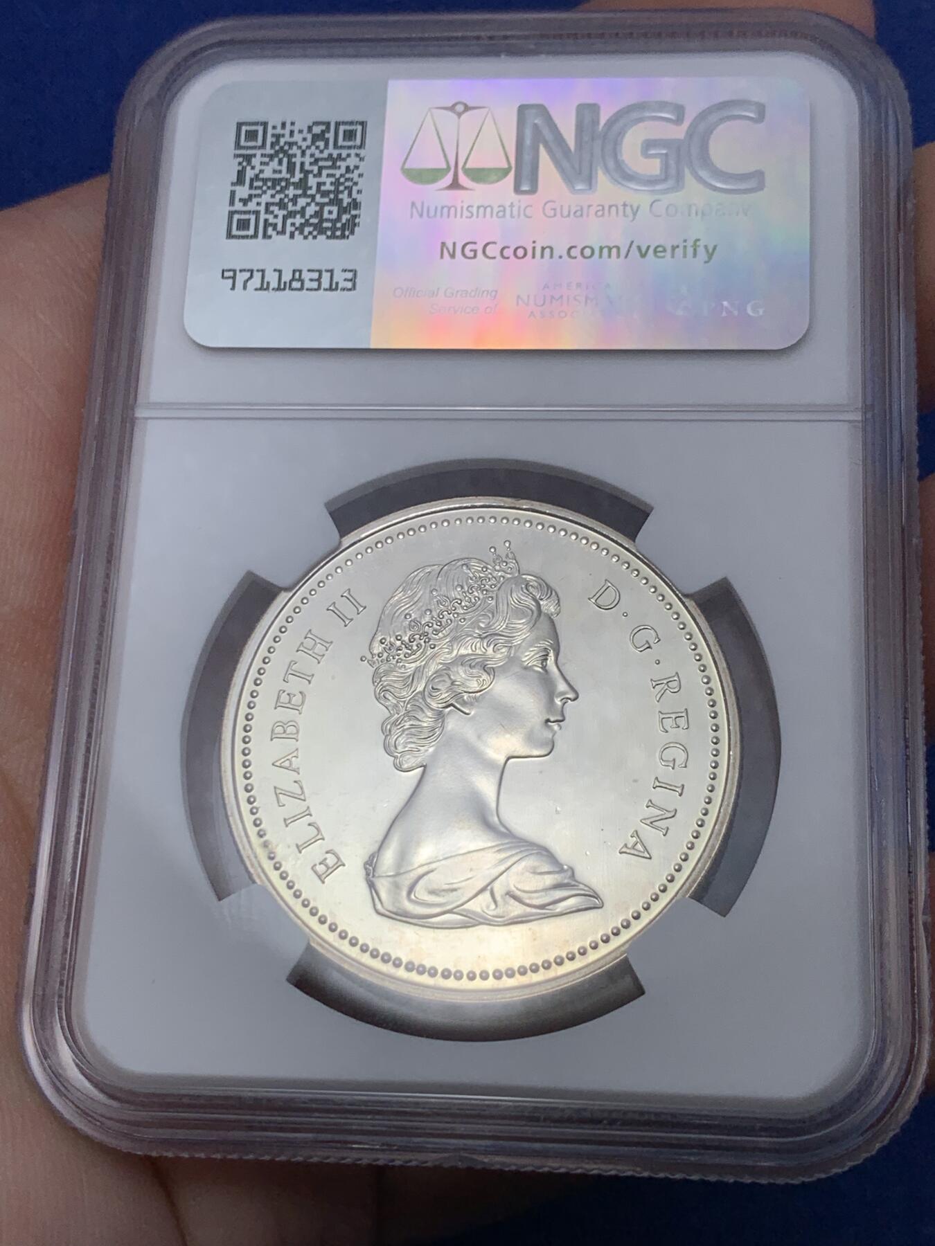 《竞宝斋》第299场- 周日，周一  2场连拍 （全场包邮） NGC SP64 加拿大1973年皇家骑警精制纪念银币 镜面美品