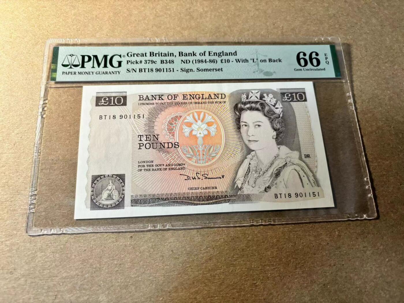 【Blue Auction】✨世界纸币精拍第530期【精】 【无47】英国 D序列 1984-86年10镑 PMG66EPQ
