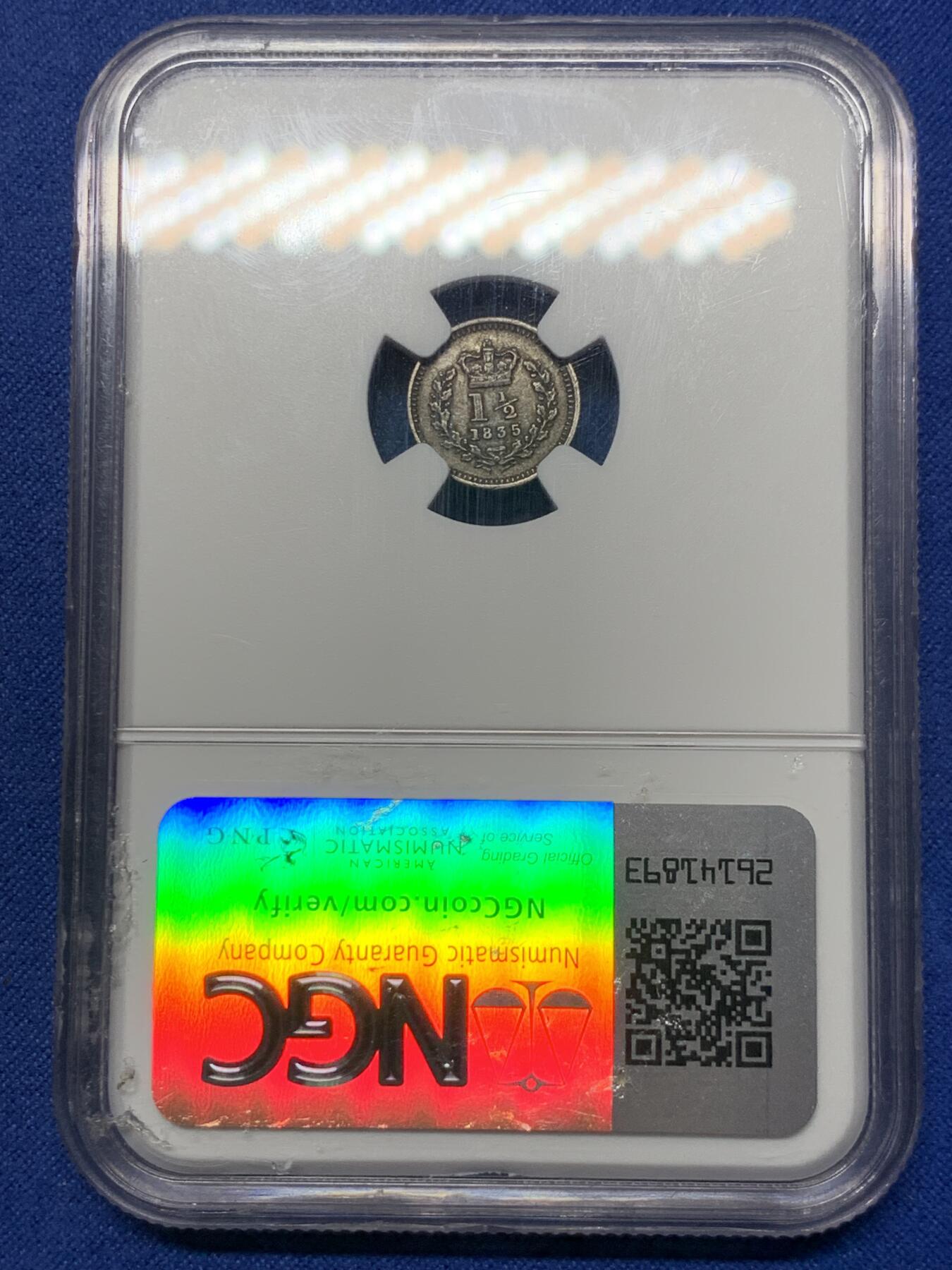 《竞宝斋》第299场- 周日，周一  2场连拍 （全场包邮） NGC AU50 1835年英国威廉四世1.5便士适用于殖民地 小面值辅币历经充分流通仍有此分数 MA同级别售价240美元！