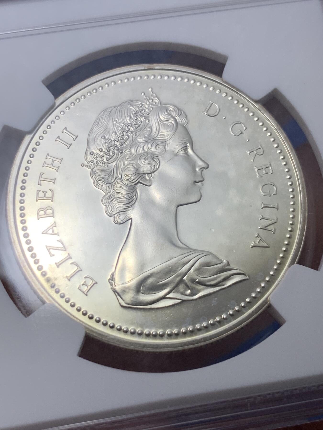 《竞宝斋》第299场- 周日，周一  2场连拍 （全场包邮） NGC SP64 加拿大1973年皇家骑警精制纪念银币 镜面美品