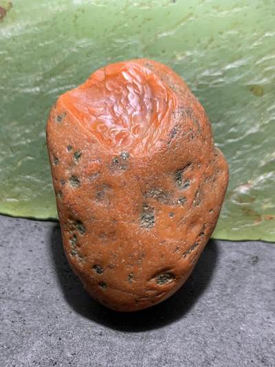 精美红皮柿子红开窗料南红玛瑙原石一颗， - 精美红皮柿子红开窗料南红玛瑙原石一颗，