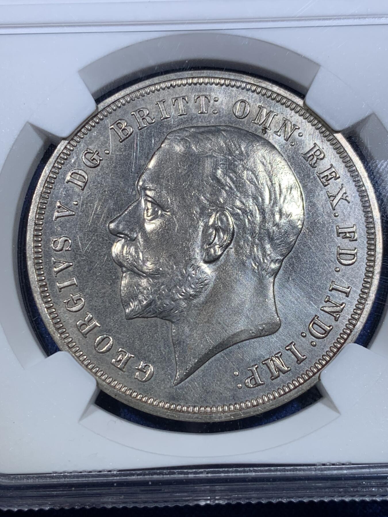 《竞宝斋》第299场- 周日，周一  2场连拍 （全场包邮） NGC SP63 SP版本早期精打 英国1935年乔治五世马剑克朗银币 状态好