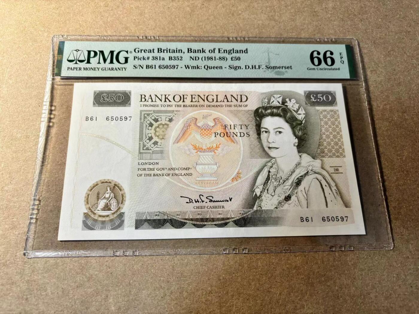 【Blue Auction】✨世界纸币精拍第530期【精】 【a版】英国 D序列 1981-88年50镑 PMG66EPQ 