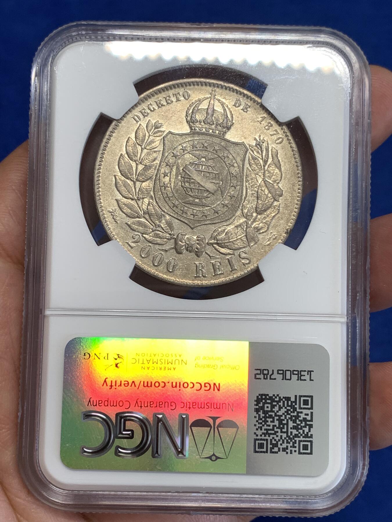 《竞宝斋》第299场- 周日，周一  2场连拍 （全场包邮） NGC AUD 巴西1889年2000R大银币