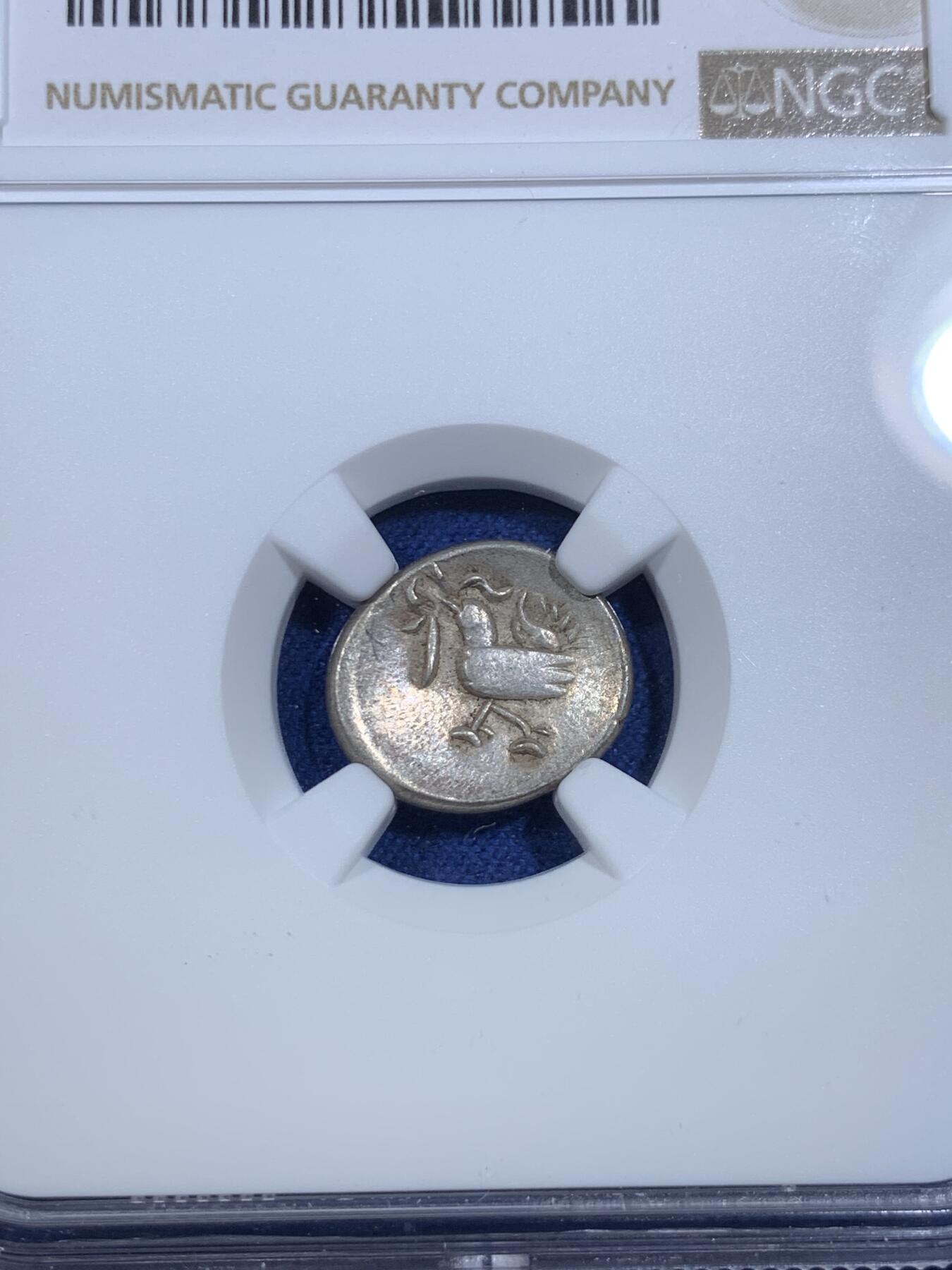 《竞宝斋》第299场- 周日，周一  2场连拍 （全场包邮） NGC AU55 柬埔寨1847-1860年小鸟银币，经典品种，传世粉灰彩