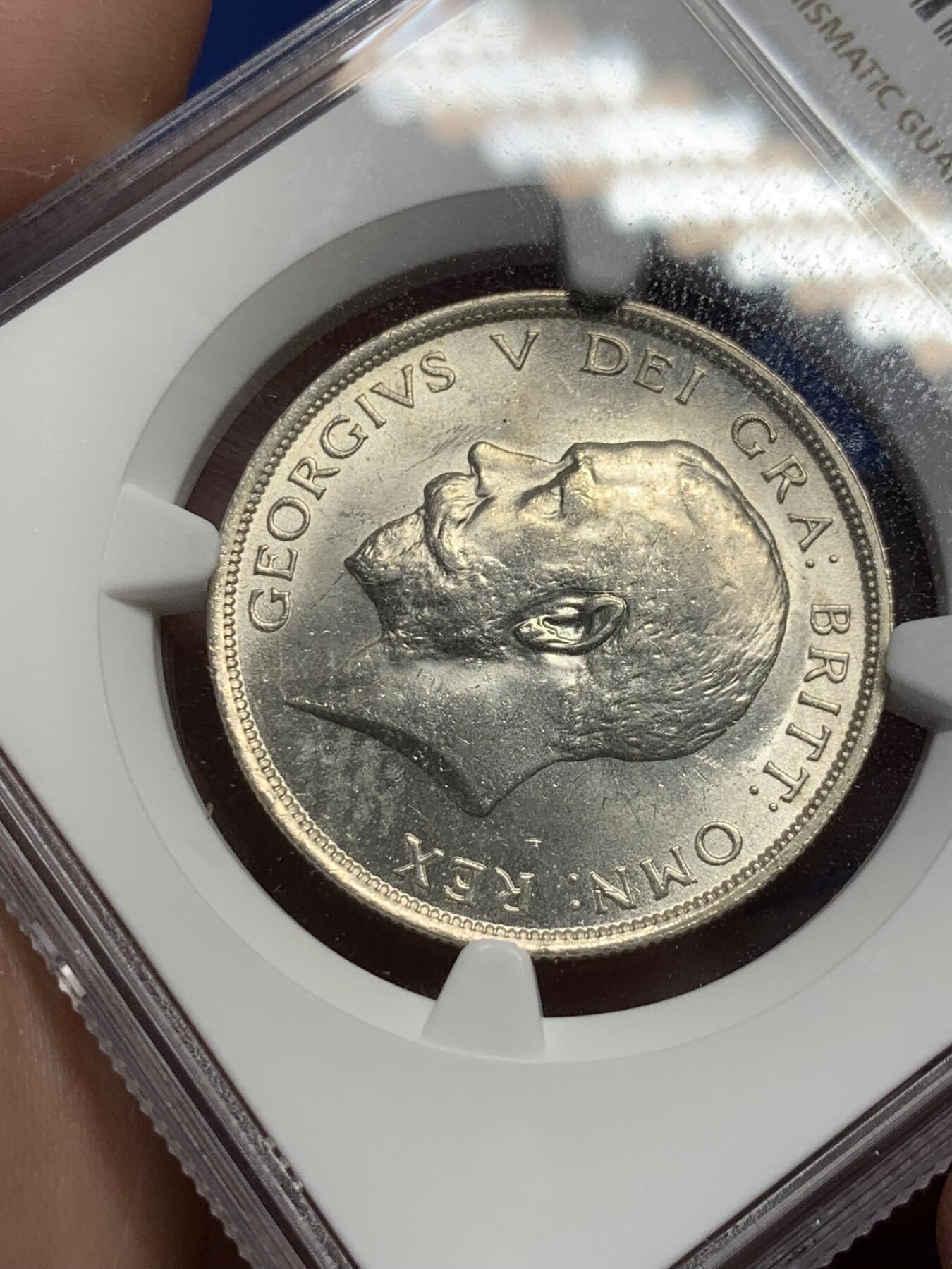 《竞宝斋》第299场- 周日，周一  2场连拍 （全场包邮） NGC MS63 英国1917乔治五世半克朗 强转光 cgs80砸出 上海n低评