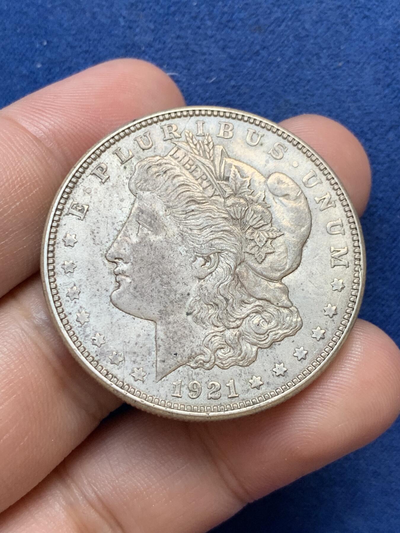 《竞宝斋》第299场- 周日，周一  2场连拍 （全场包邮） 美国1921年 摩根银币 原味好品