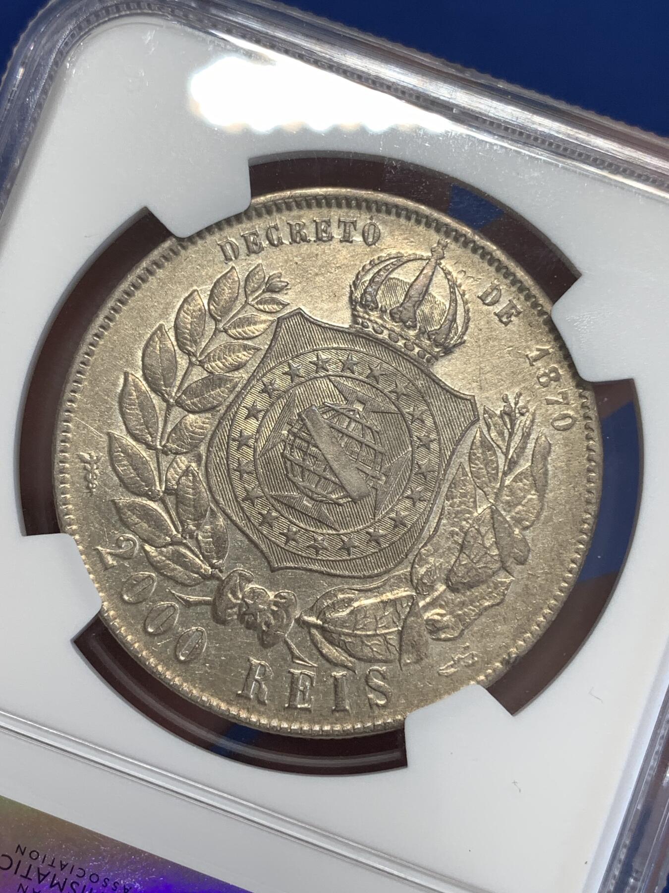 《竞宝斋》第299场- 周日，周一  2场连拍 （全场包邮） NGC AUD 巴西1889年2000R大银币