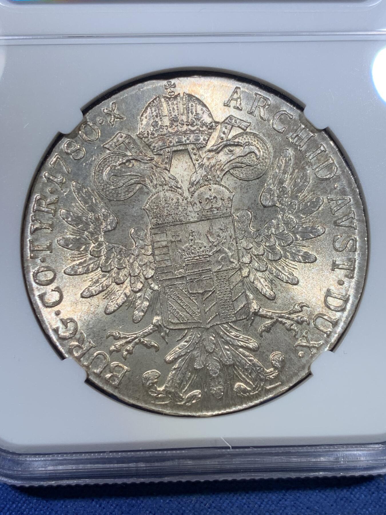 《竞宝斋》第299场- 周日，周一  2场连拍 （全场包邮） NGC MS64 奥地利1780年玛利亚·特丽莎1泰勒大银币 后铸版