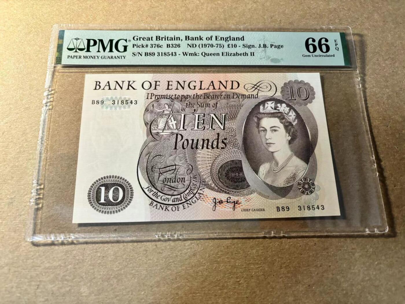 【Blue Auction】✨世界纸币精拍第530期【精】 英国C序列 1970-75年10镑 PMG66EPQ
