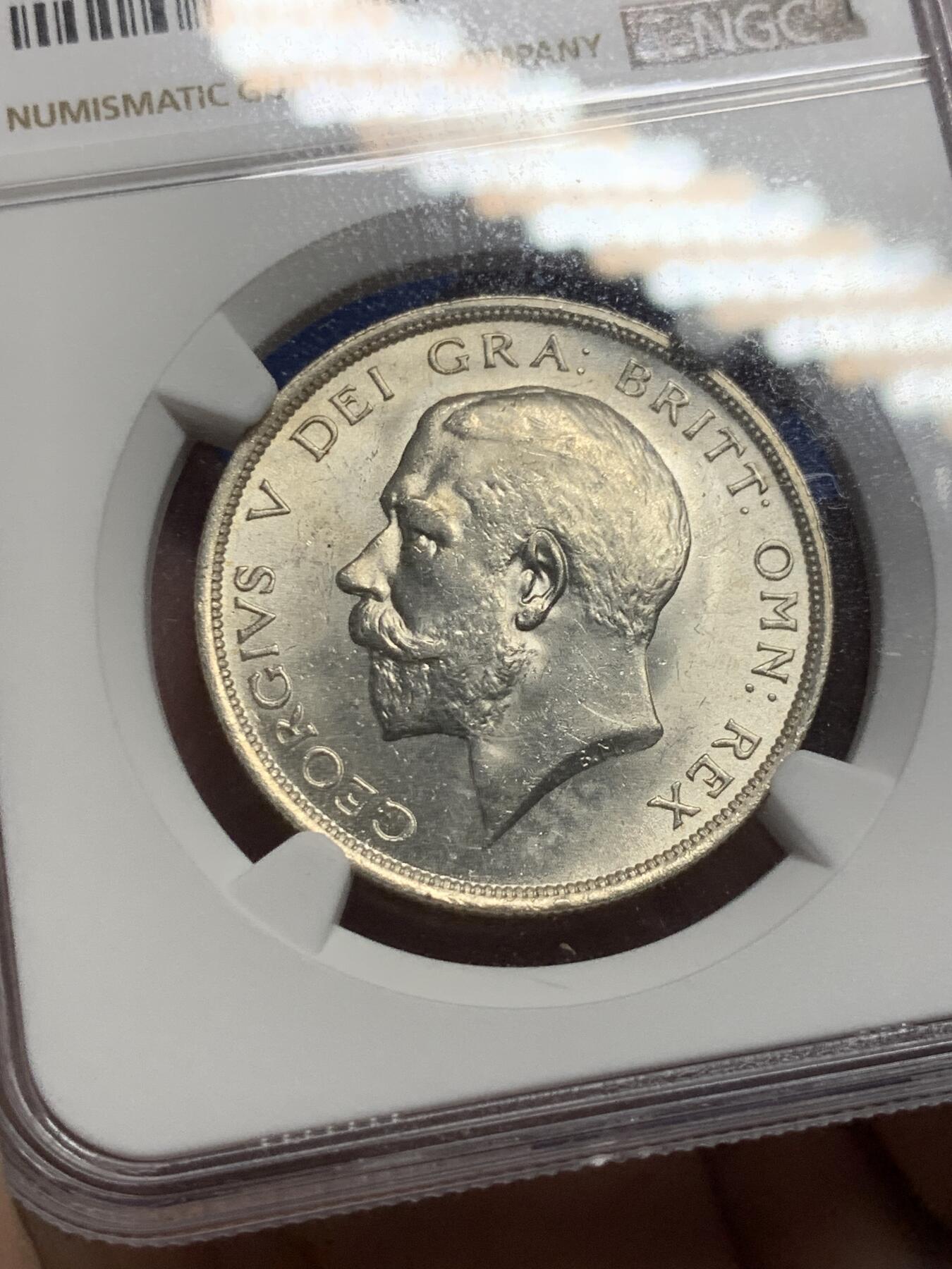 《竞宝斋》第299场- 周日，周一  2场连拍 （全场包邮） NGC MS63 英国1917乔治五世半克朗 强转光 cgs80砸出 上海n低评