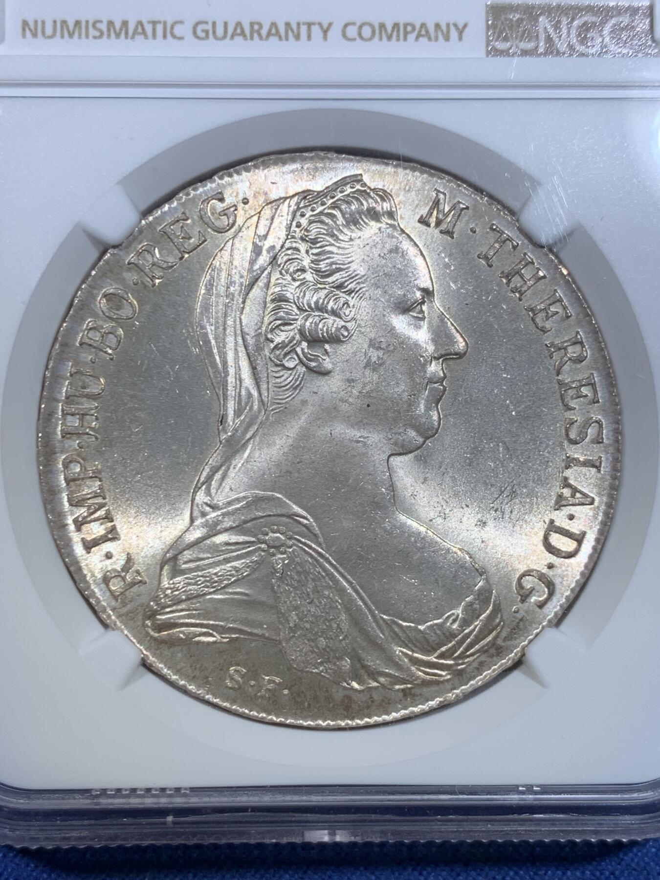 《竞宝斋》第299场- 周日，周一  2场连拍 （全场包邮） NGC MS64 奥地利1780年玛利亚·特丽莎1泰勒大银币 后铸版