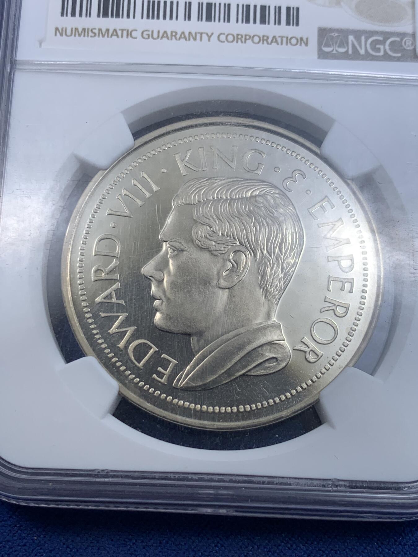 《竞宝斋》第299场- 周日，周一  2场连拍 （全场包邮） NGC PF68UC 香港1936爱德华八世纪念克朗 后铸，见于珍稀币目录。常见多为65 66，68高分难得