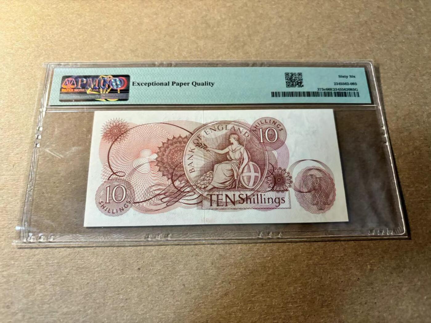 【Blue Auction】✨世界纸币精拍第530期【精】 【无47】英国 C序列1966-70年10先令 PMG66EPQ 