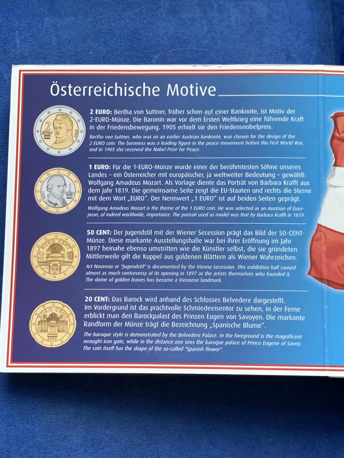 《竞宝斋》第299场- 周日，周一  2场连拍 （全场包邮） 2002年奥地利欧元套币