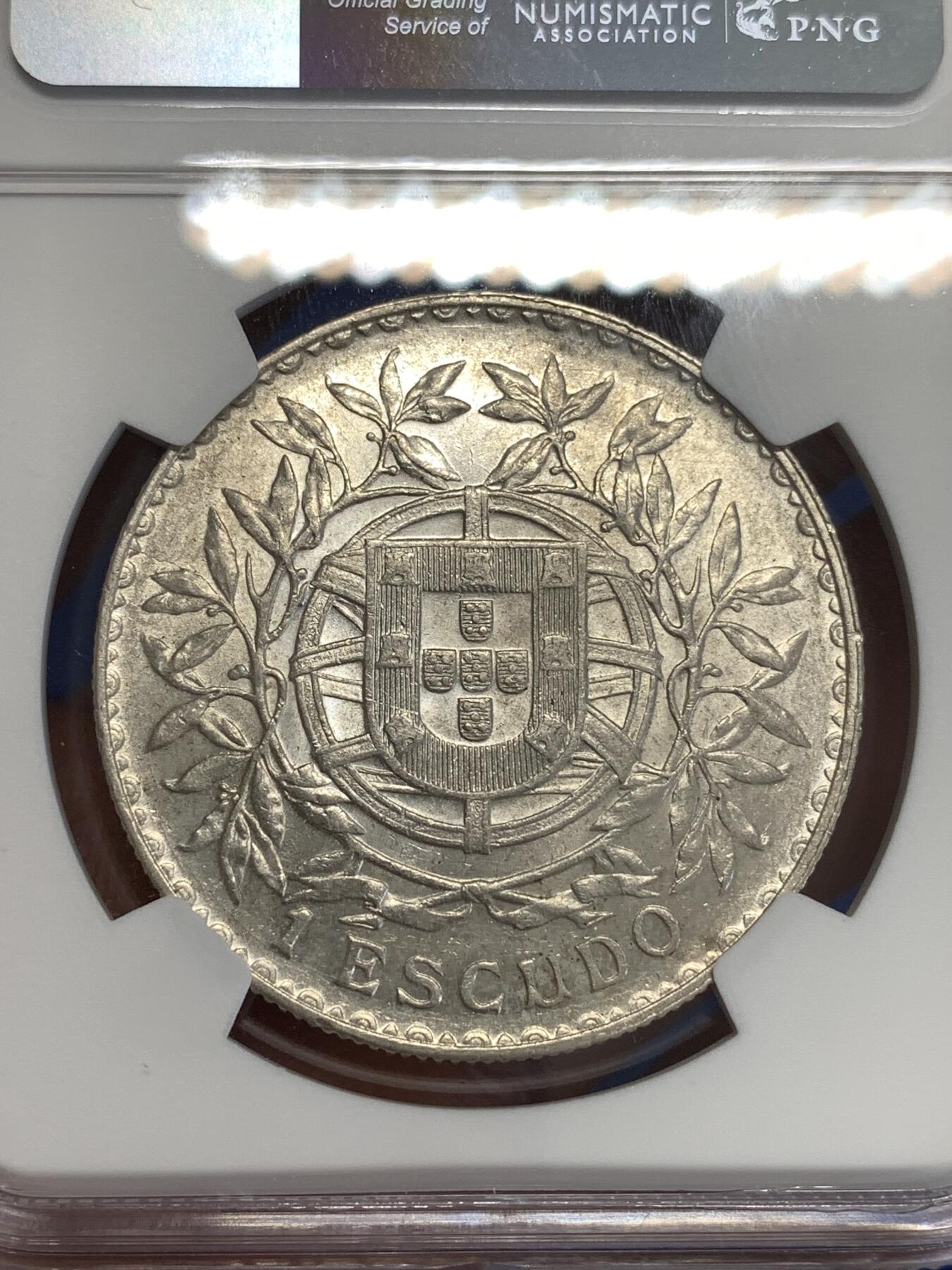 《竞宝斋》第299场- 周日，周一  2场连拍 （全场包邮） NGC AU55 葡萄牙1915年1埃斯库多大银币