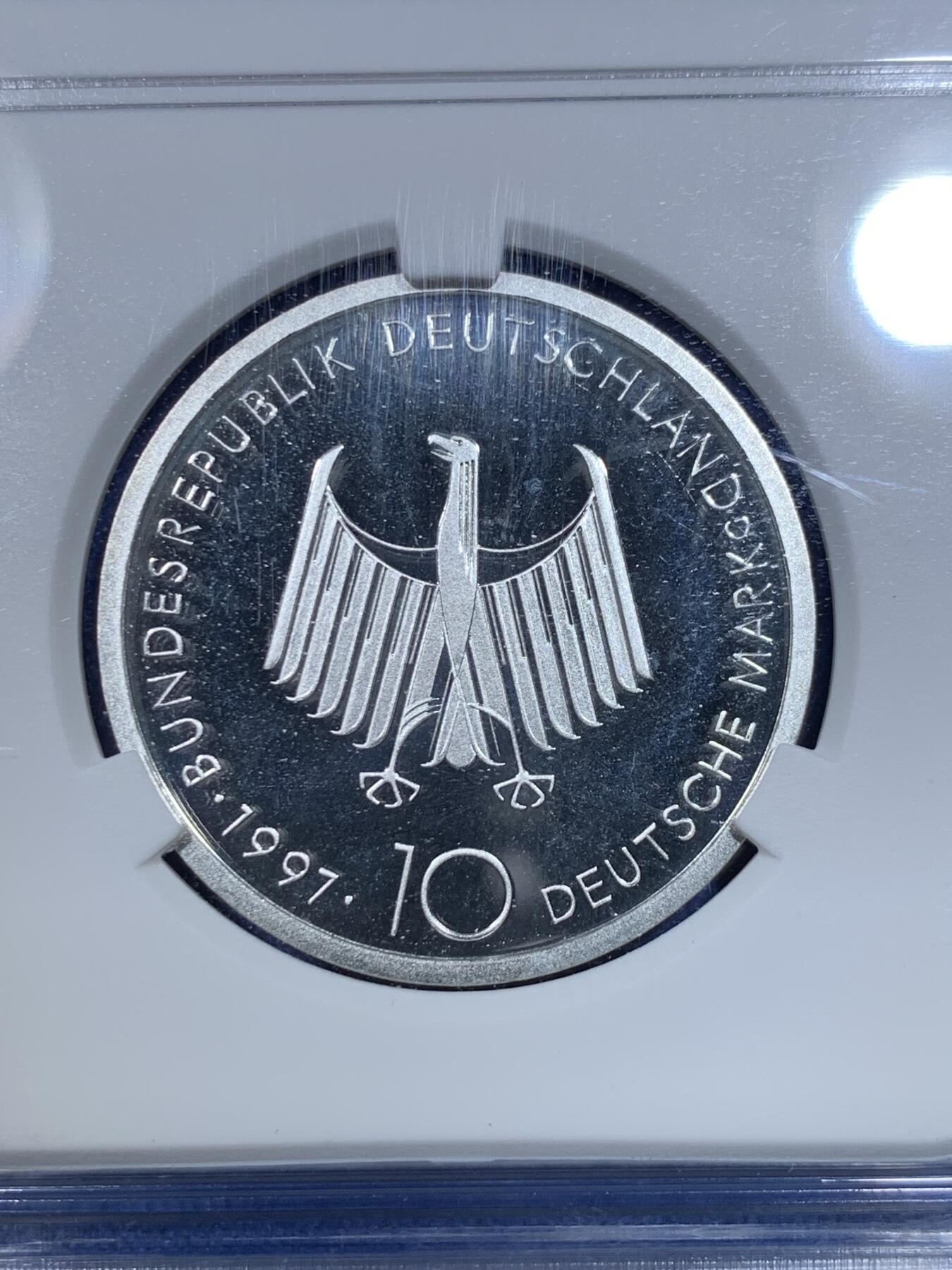 《竞宝斋》第299场- 周日，周一  2场连拍 （全场包邮） ACG PF64 德国1997年柴油发动机10马克 少见纪念银币