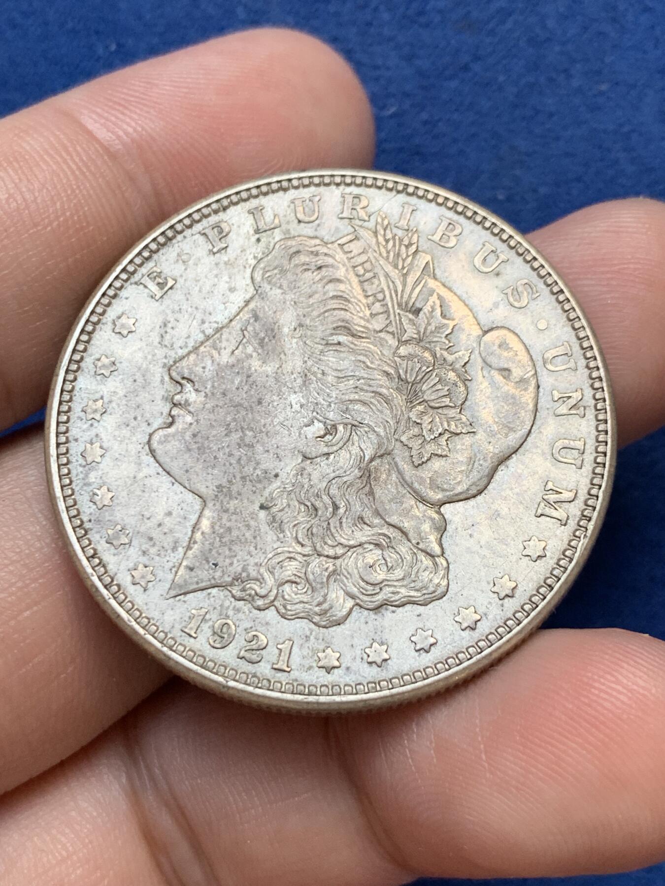 《竞宝斋》第299场- 周日，周一  2场连拍 （全场包邮） 美国1921年 摩根银币 原味好品