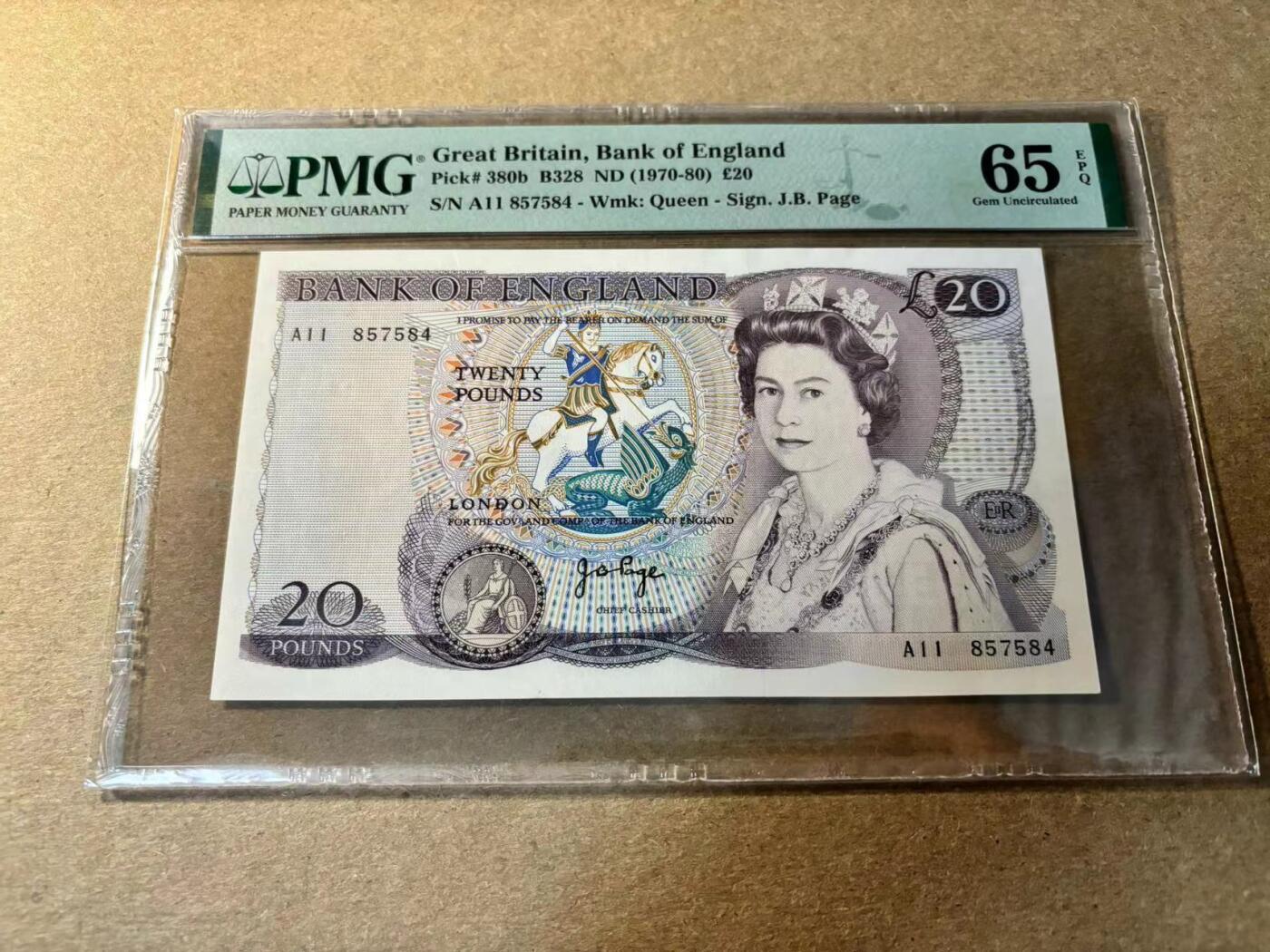 【Blue Auction】✨世界纸币精拍第530期【精】 英国 D序列 1970-80年20镑 PMG65EPQ  