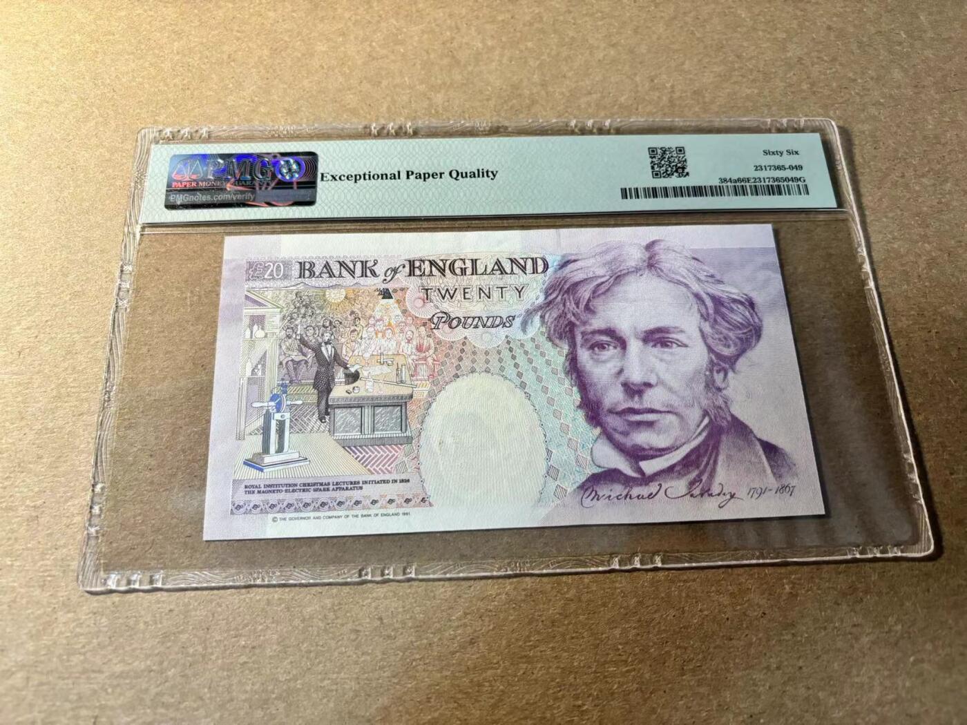 【Blue Auction】✨世界纸币精拍第530期【精】 英国 1991年20镑 皇冠初版 PMG66EPQ  