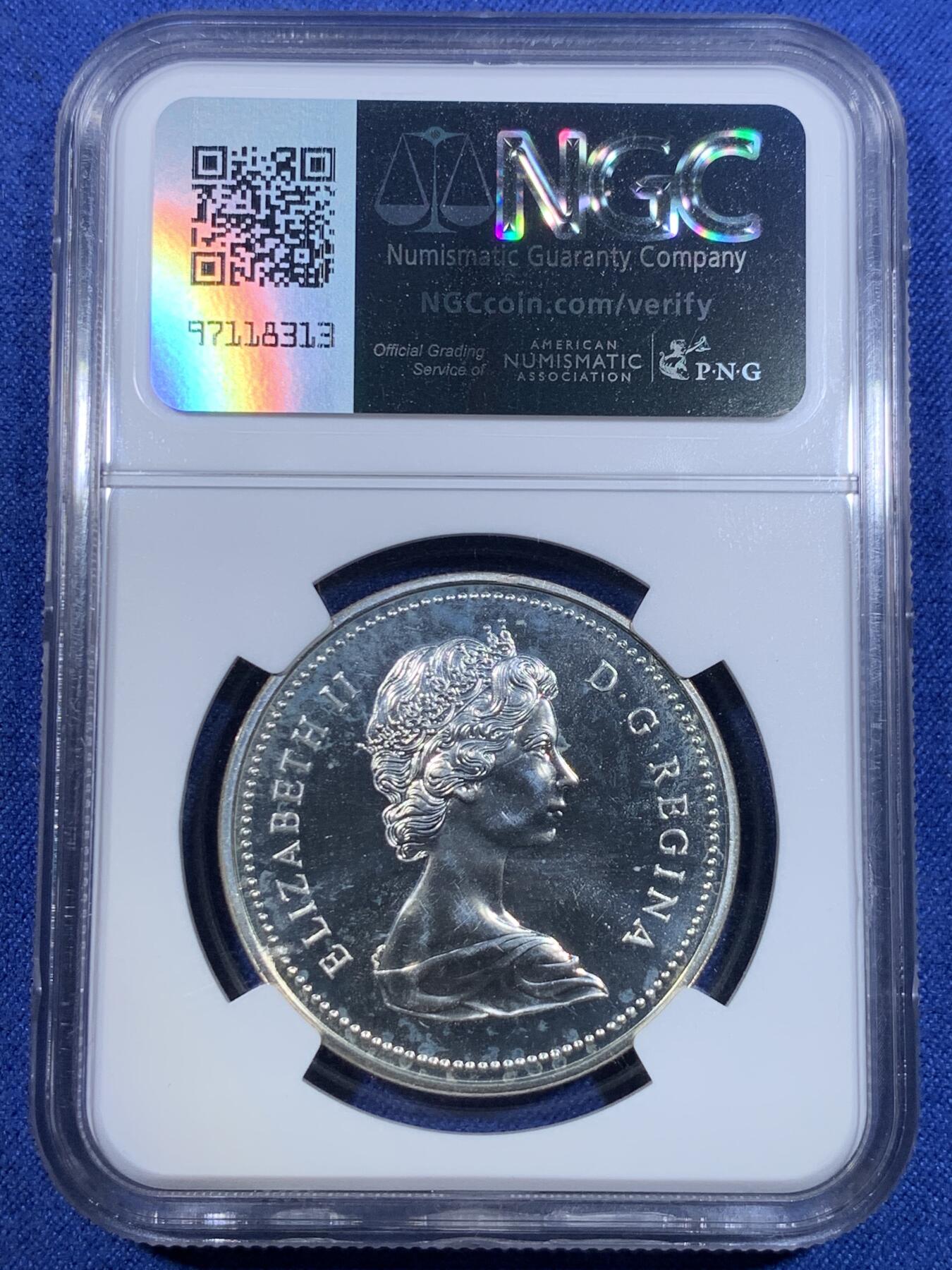 《竞宝斋》第299场- 周日，周一  2场连拍 （全场包邮） NGC SP64 加拿大1973年皇家骑警精制纪念银币 镜面美品