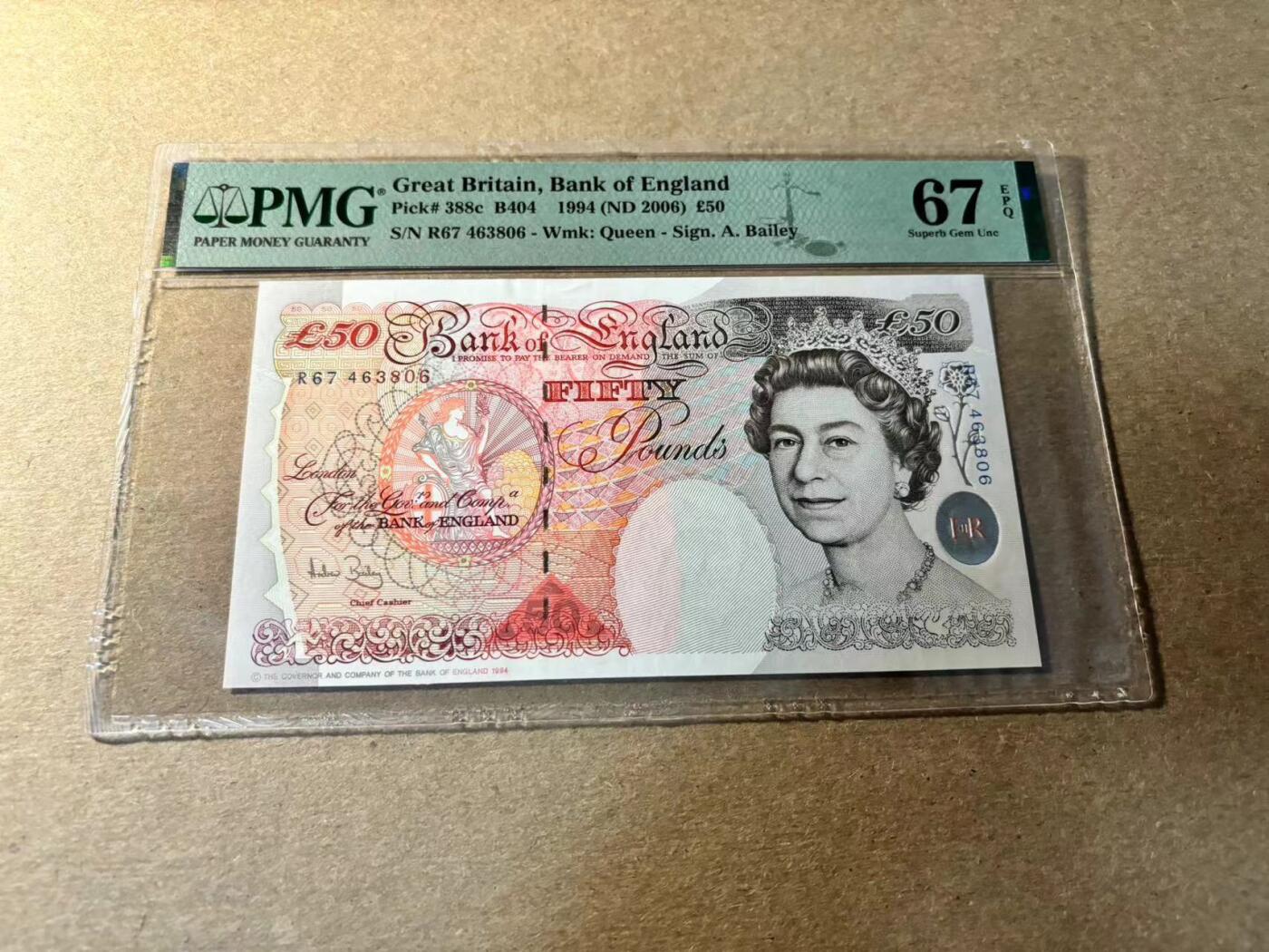【Blue Auction】✨世界纸币精拍第530期【精】 英国 1994年50镑 PMG67EPQ 高分