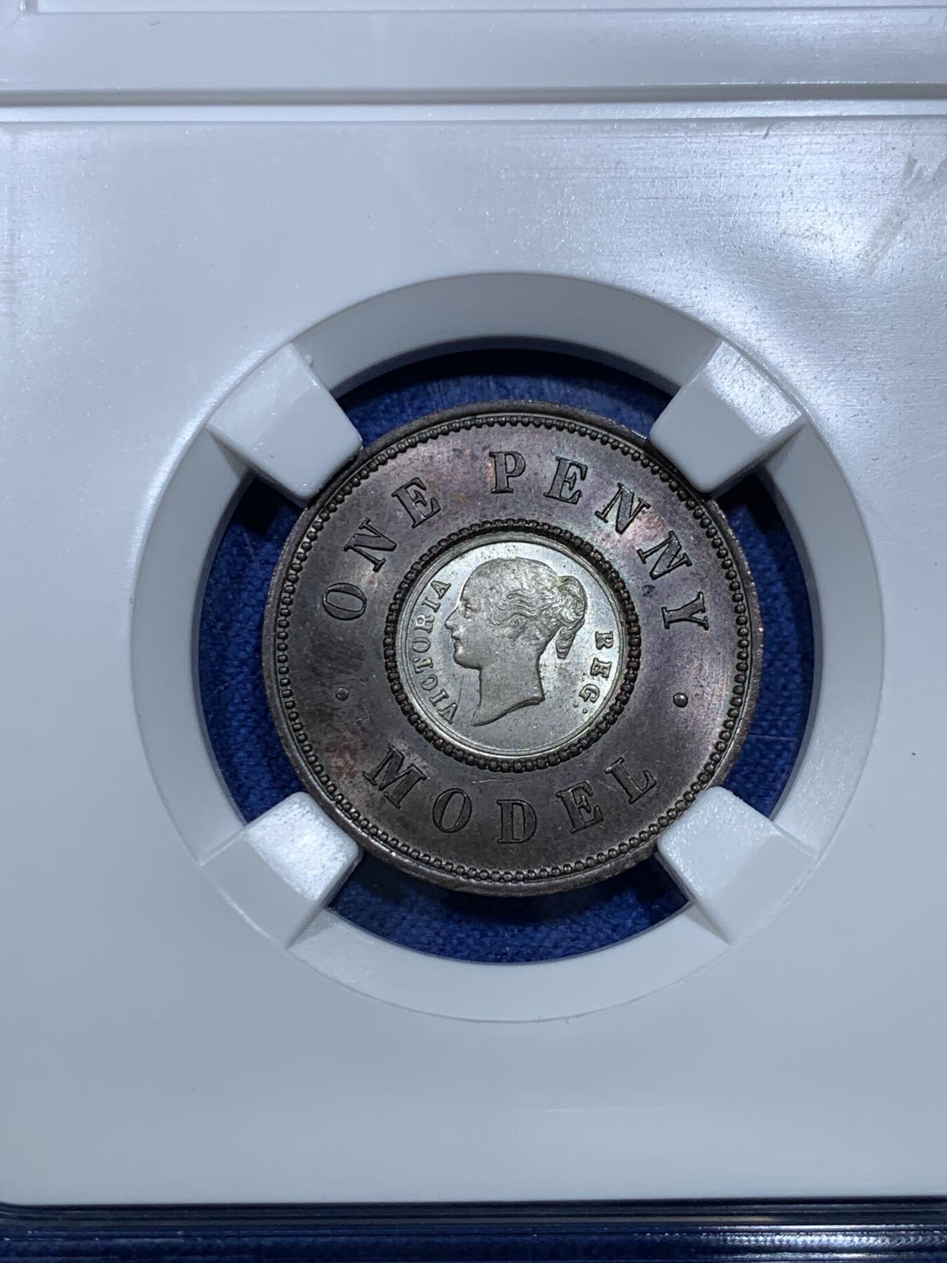 《竞宝斋》第299场- 周日，周一  2场连拍 （全场包邮） 英国1844年维多利亚双色便士 BU